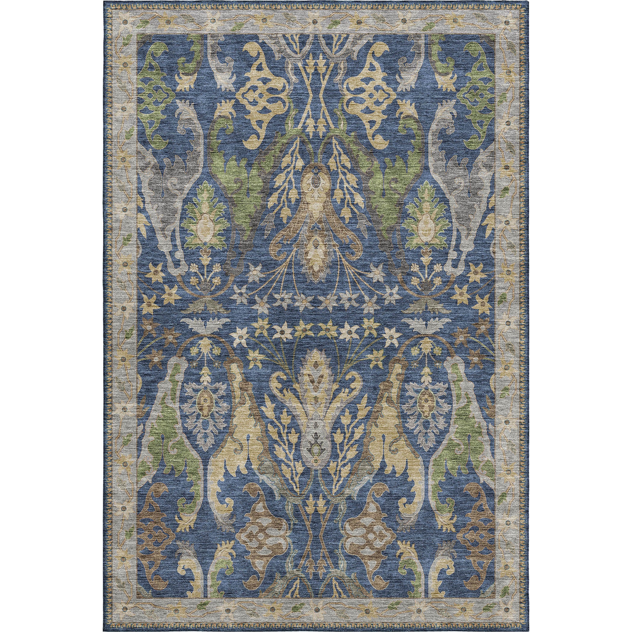 Luxury Washable Indoor/Outdoor traditional HY6 Navy Blue Rug 1'8" x 2'6" #shape_Rectangle