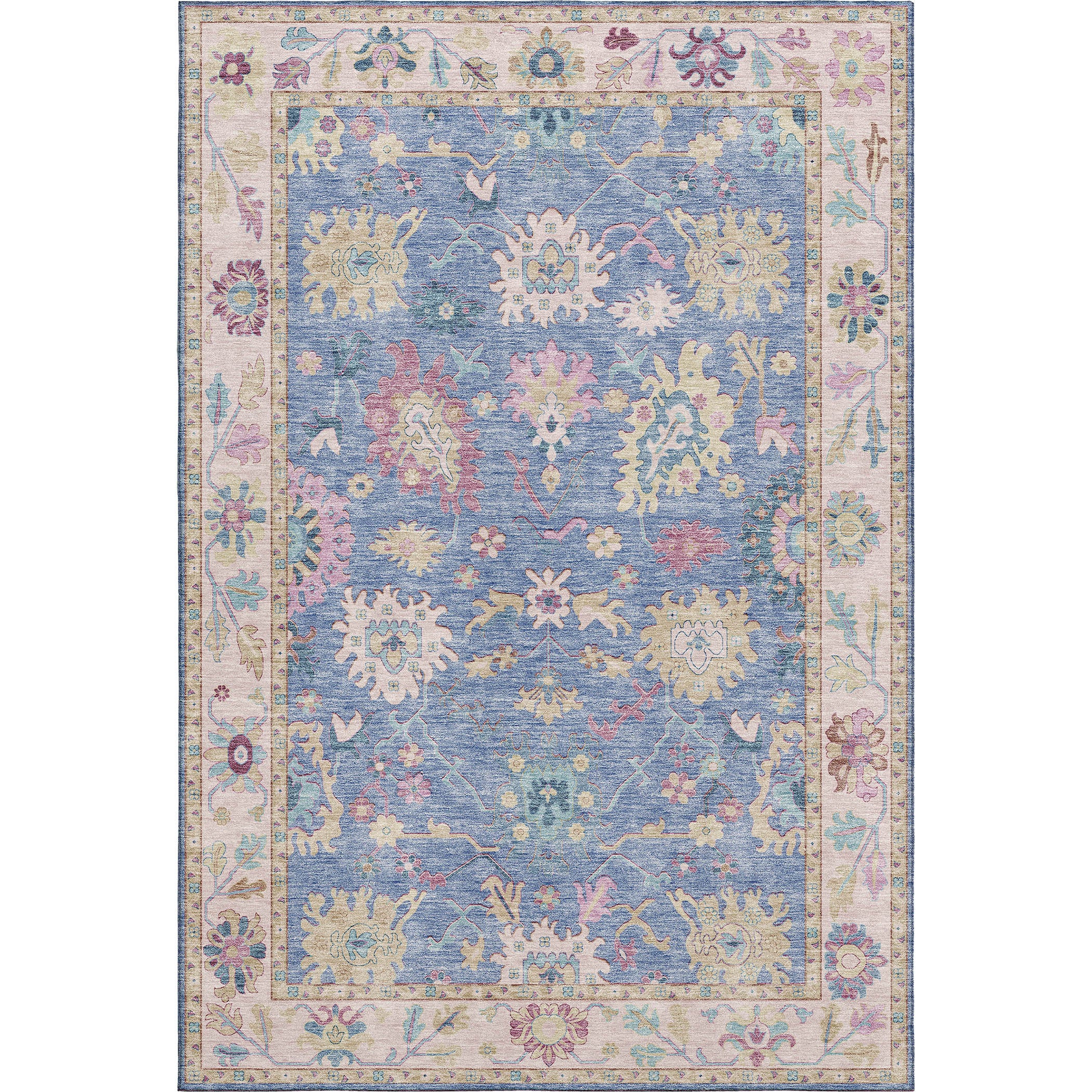 Luxury Washable Indoor/Outdoor traditional HY7 Blue Rug 1'8" x 2'6" #shape_Rectangle