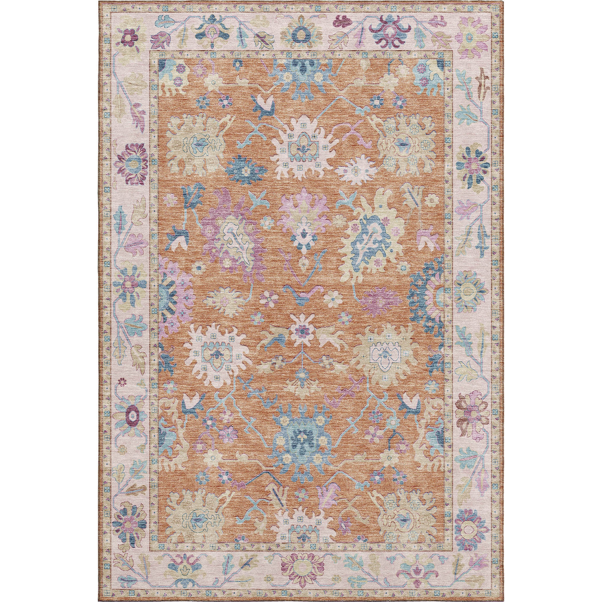 Luxury Washable Indoor/Outdoor traditional HY7 Orange Rug 1'8" x 2'6" #shape_Rectangle