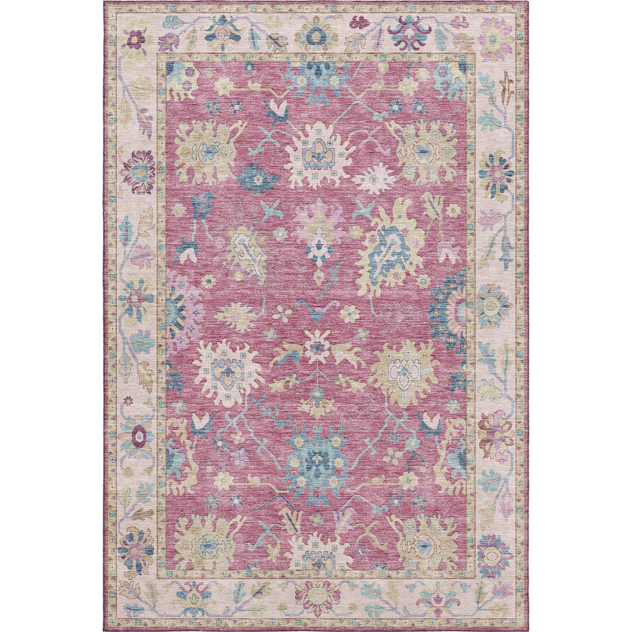 Luxury Washable Indoor/Outdoor traditional HY7 Pink Rug 1'8" x 2'6" #shape_Rectangle