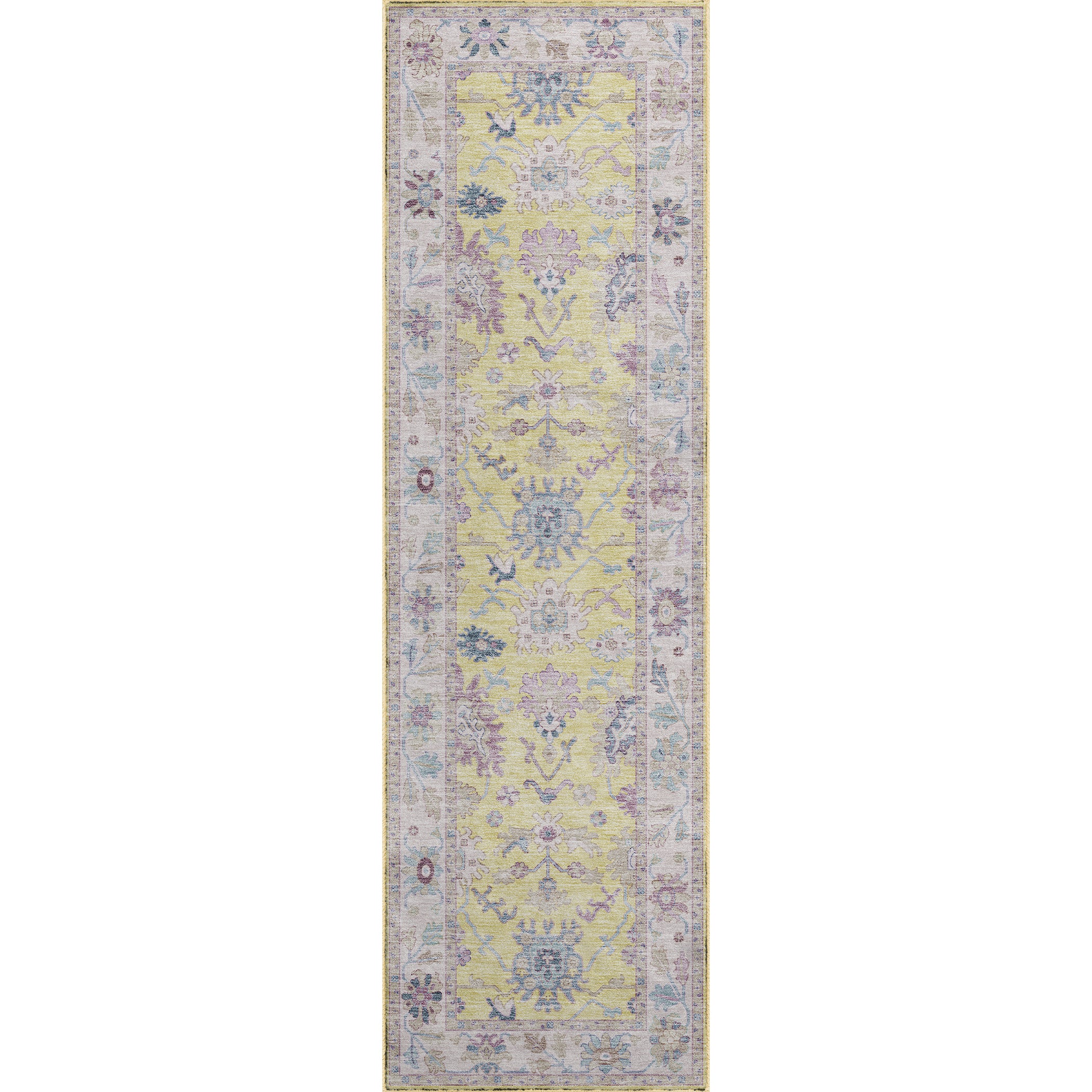 Luxury Washable Indoor/Outdoor traditional HY7 Yellow Gold Rug 2'3" x 7'6" #shape_Runner