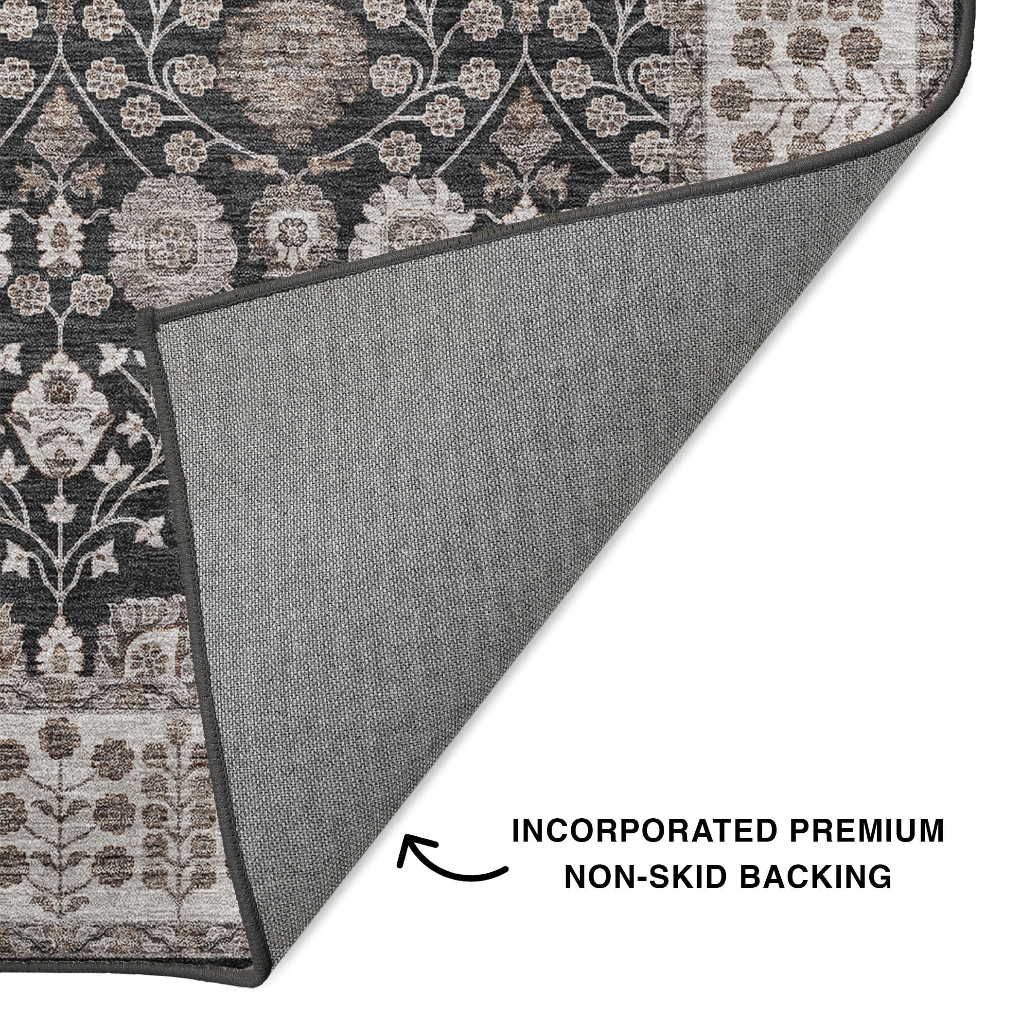 Luxury Washable Indoor/Outdoor traditional HY8 Black Rug 1'8" x 2'6" #shape_Rectangle