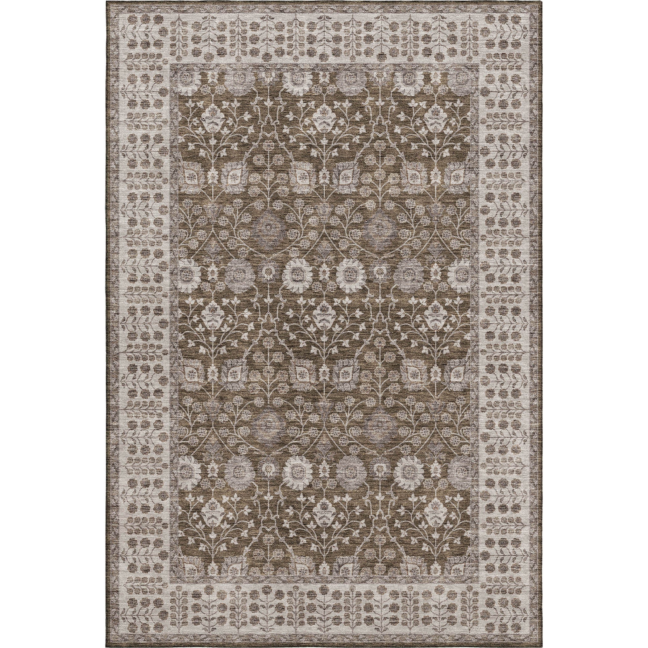 Luxury Washable Indoor/Outdoor traditional HY8 Chocolate Brown Rug 1'8" x 2'6" #shape_Rectangle