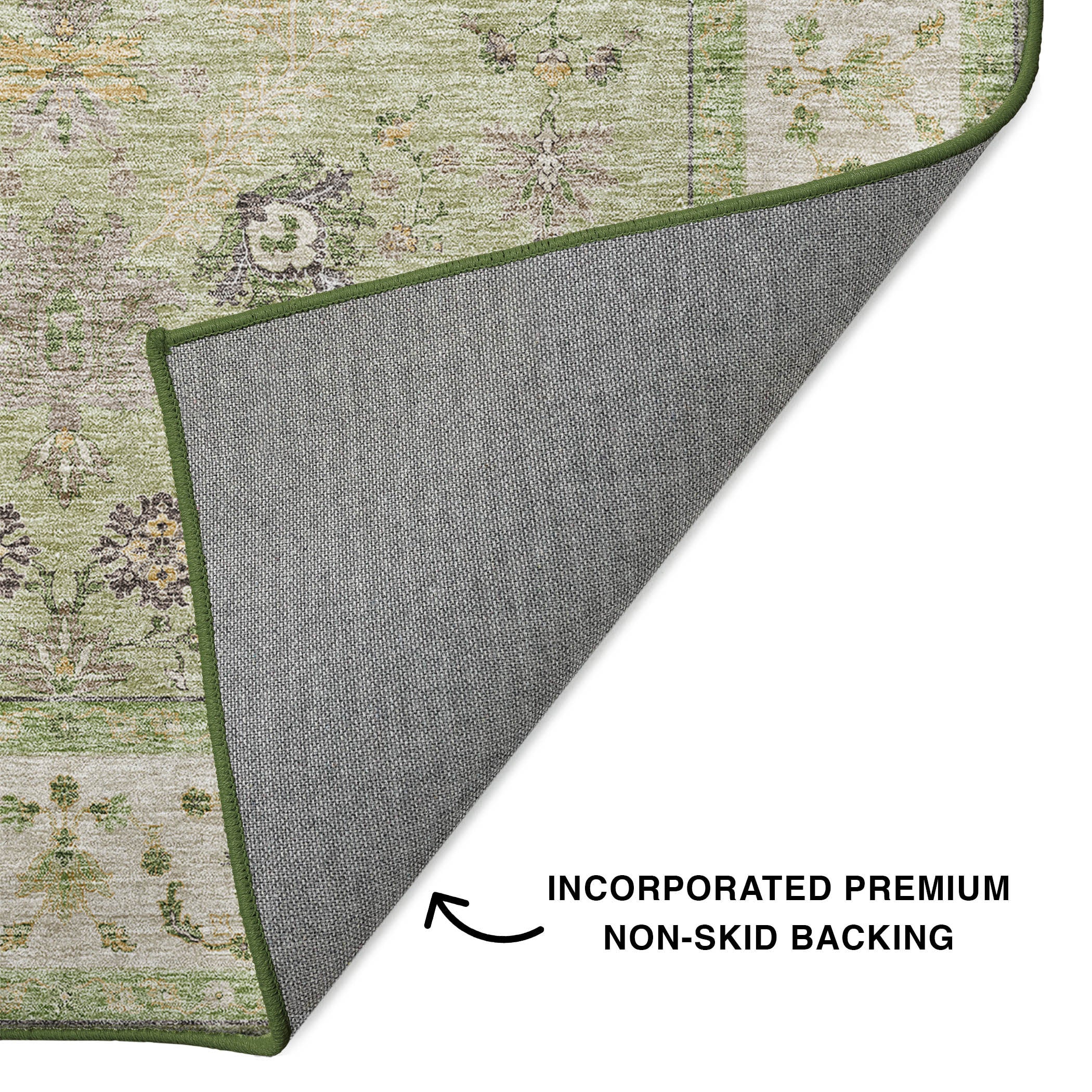 Luxury Washable Indoor/Outdoor traditional HY9 Aloe Green Rug 1'8" x 2'6" #shape_Rectangle