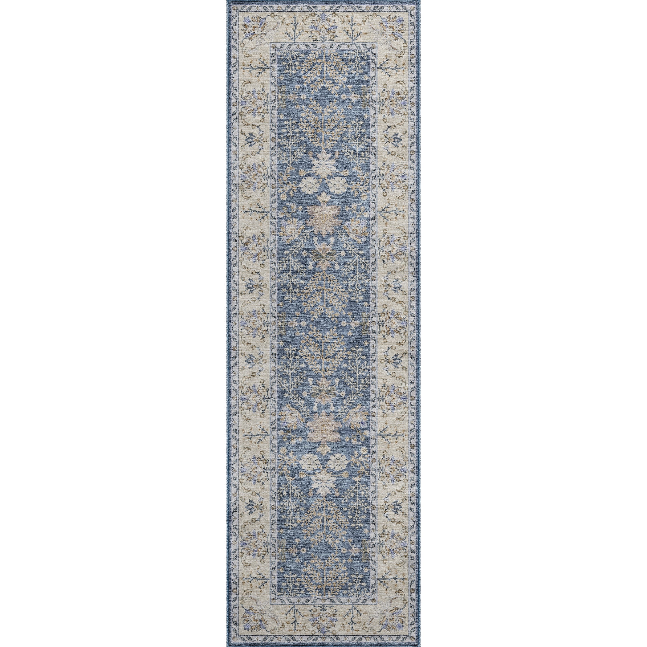 Luxury Washable Indoor/Outdoor traditional HY9 Blue Rug 2'3" x 7'6" #shape_Runner