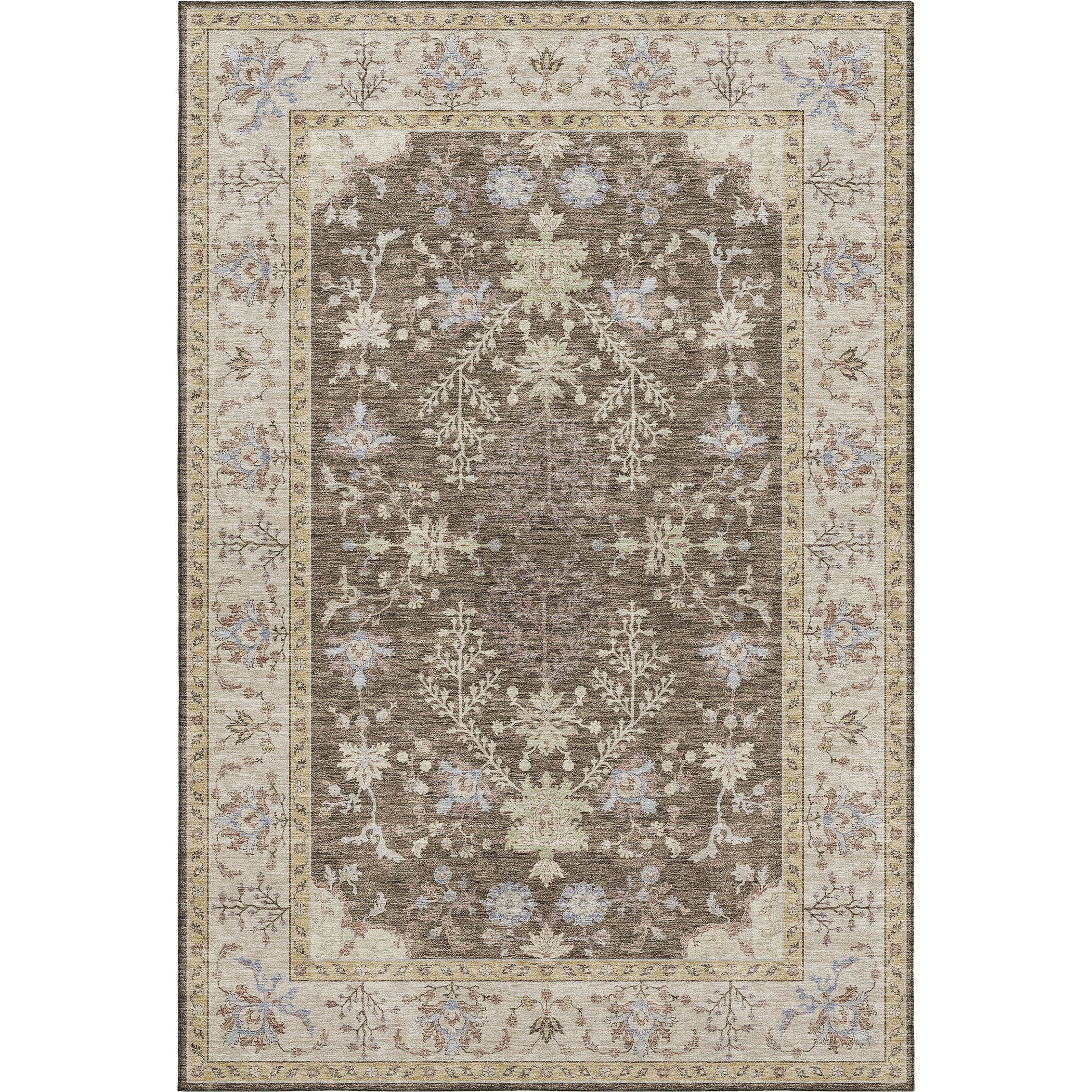 Luxury Washable Indoor/Outdoor traditional HY9 Brown Rug 1'8" x 2'6" #shape_Rectangle