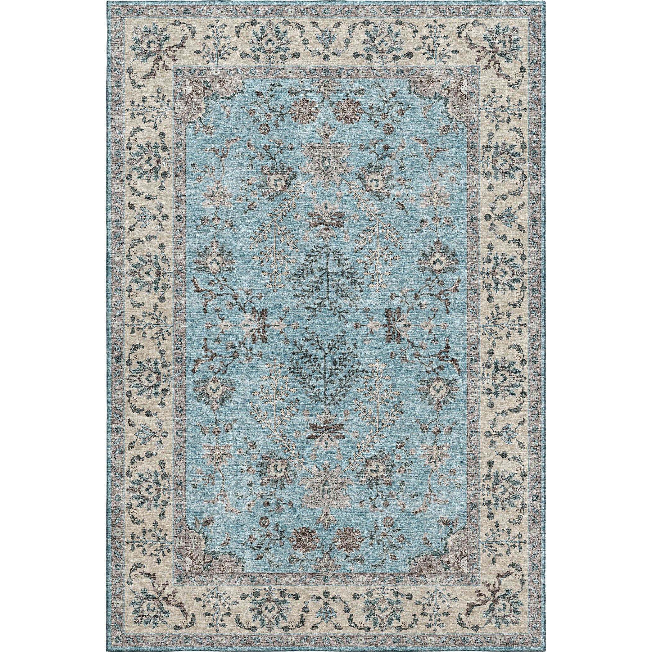 Luxury Washable Indoor/Outdoor traditional HY9 Sky Blue Rug 1'8" x 2'6" #shape_Rectangle