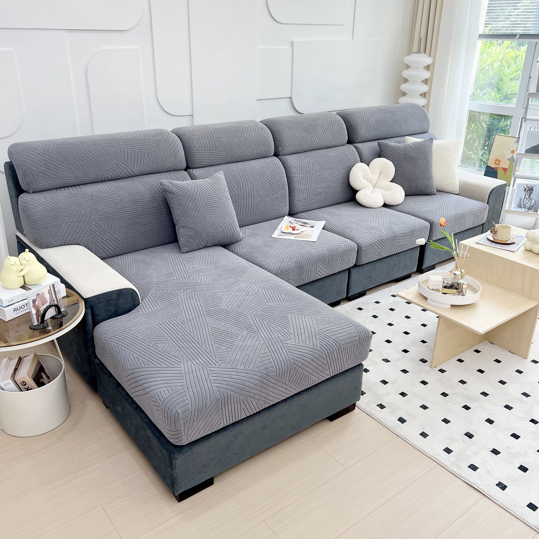 Stretch Couch Cushion Covers, Slipcovers Sofa Cushion Protector Covers, Elastic Furniture Protector for Pets, Kid