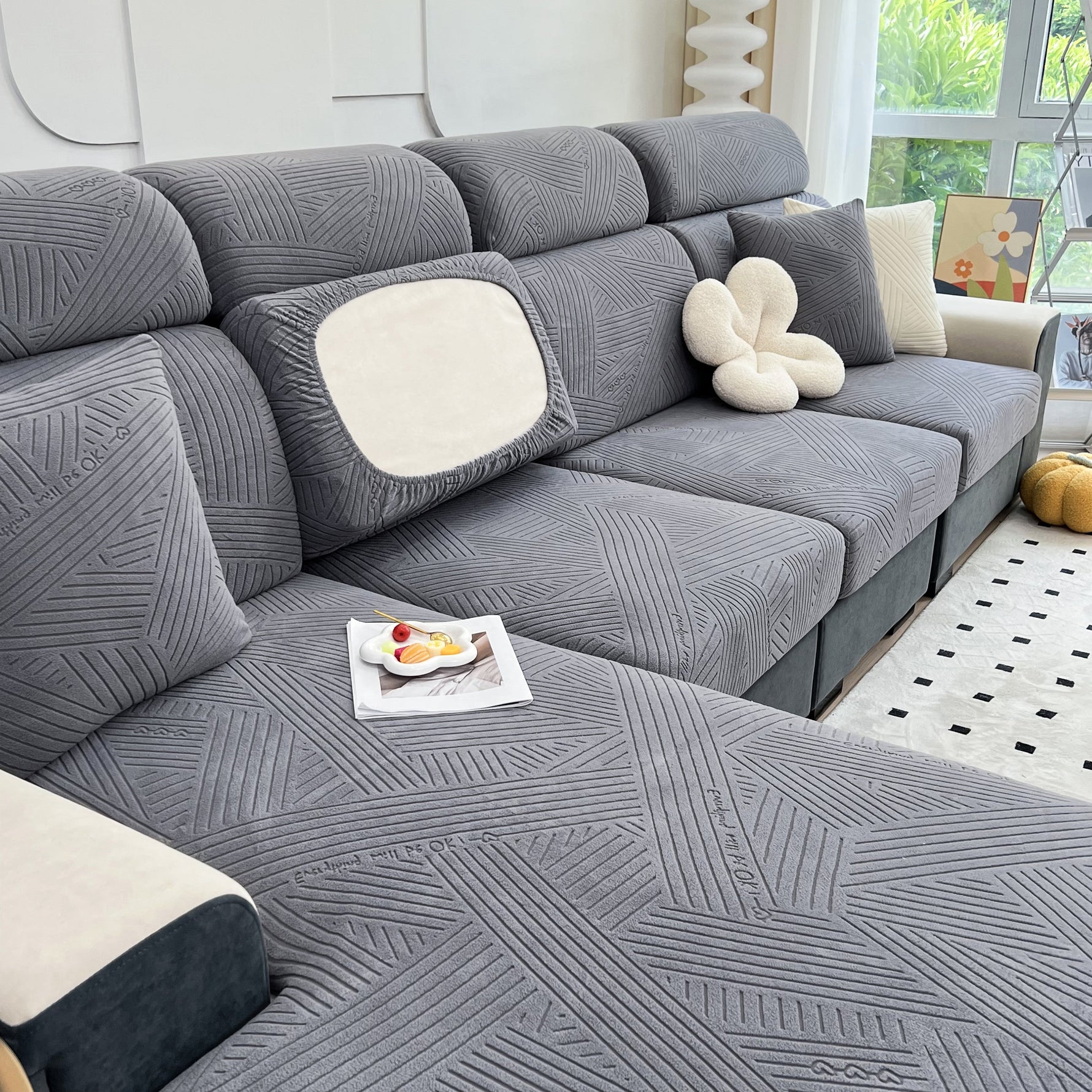 Stretch Couch Cushion Covers, Slipcovers Sofa Cushion Protector Covers, Elastic Furniture Protector for Pets, Kid