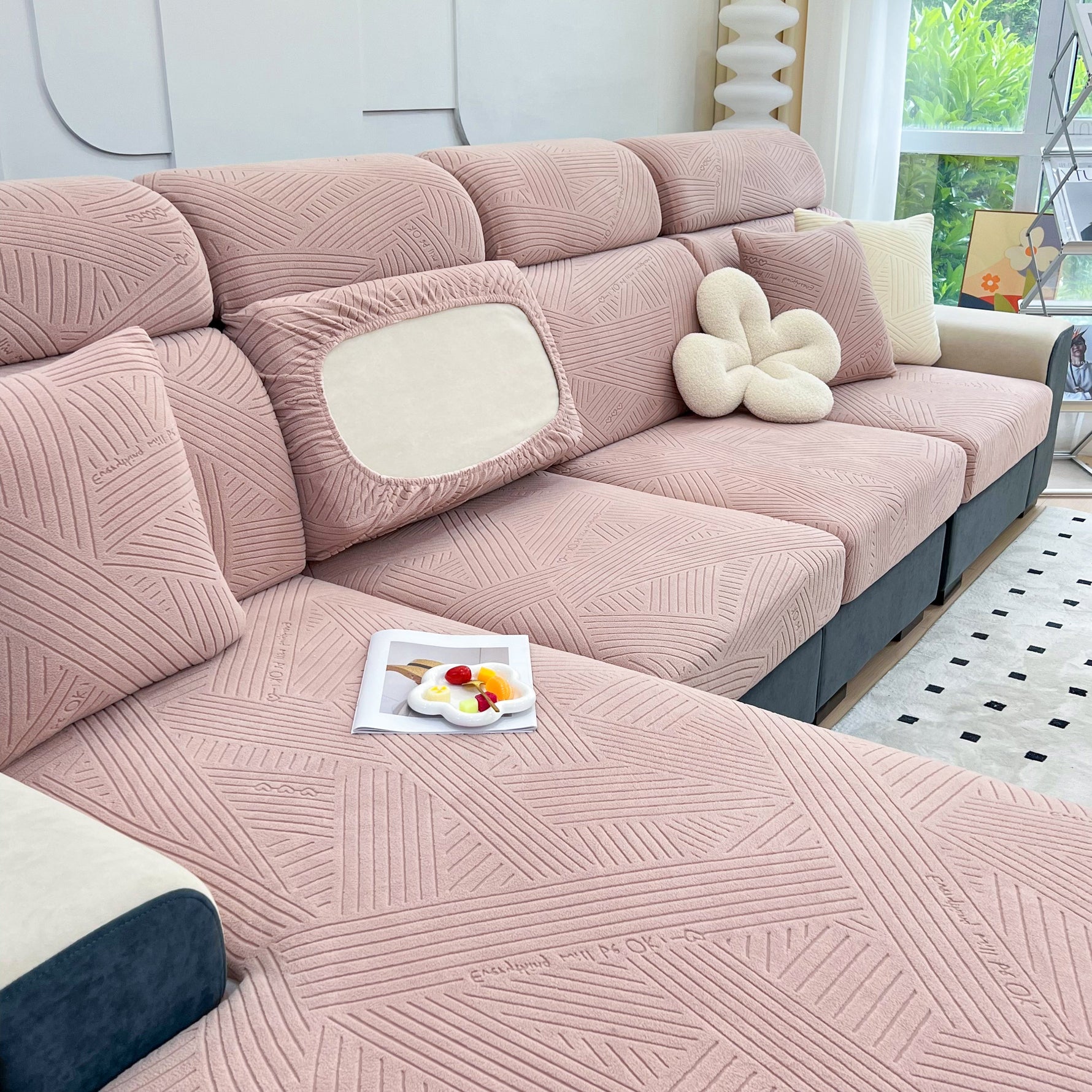 Stretch Couch Cushion Covers, Slipcovers Sofa Cushion Protector Covers, Elastic Furniture Protector for Pets, Kid