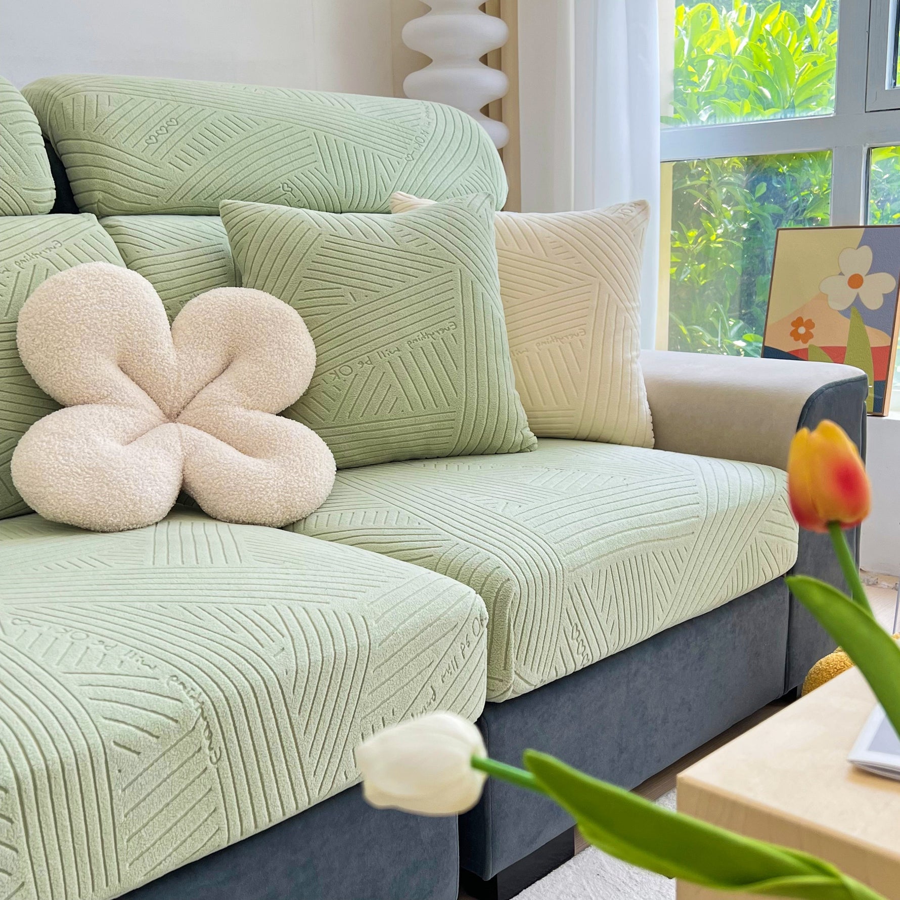 Stretch Couch Cushion Covers, Slipcovers Sofa Cushion Protector Covers, Elastic Furniture Protector for Pets, Kid