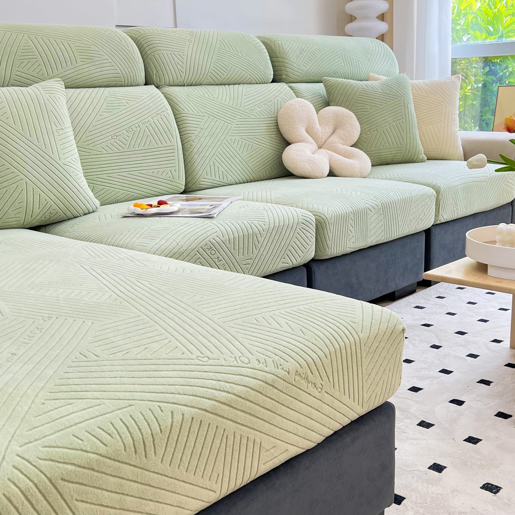 Stretch Couch Cushion Covers, Slipcovers Sofa Cushion Protector Covers, Elastic Furniture Protector for Pets, Kid