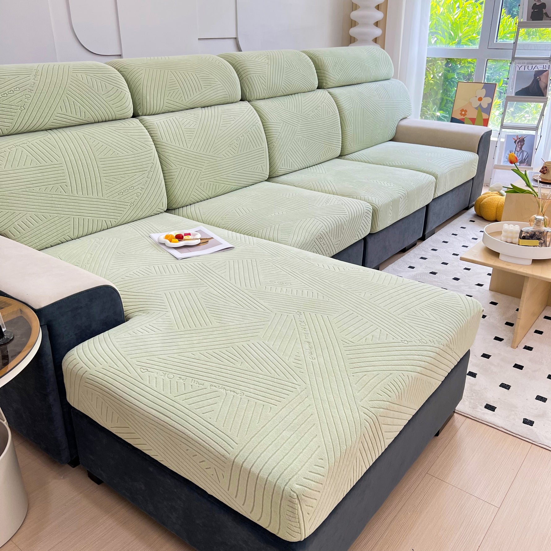 Stretch Couch Cushion Covers, Slipcovers Sofa Cushion Protector Covers, Elastic Furniture Protector for Pets, Kid