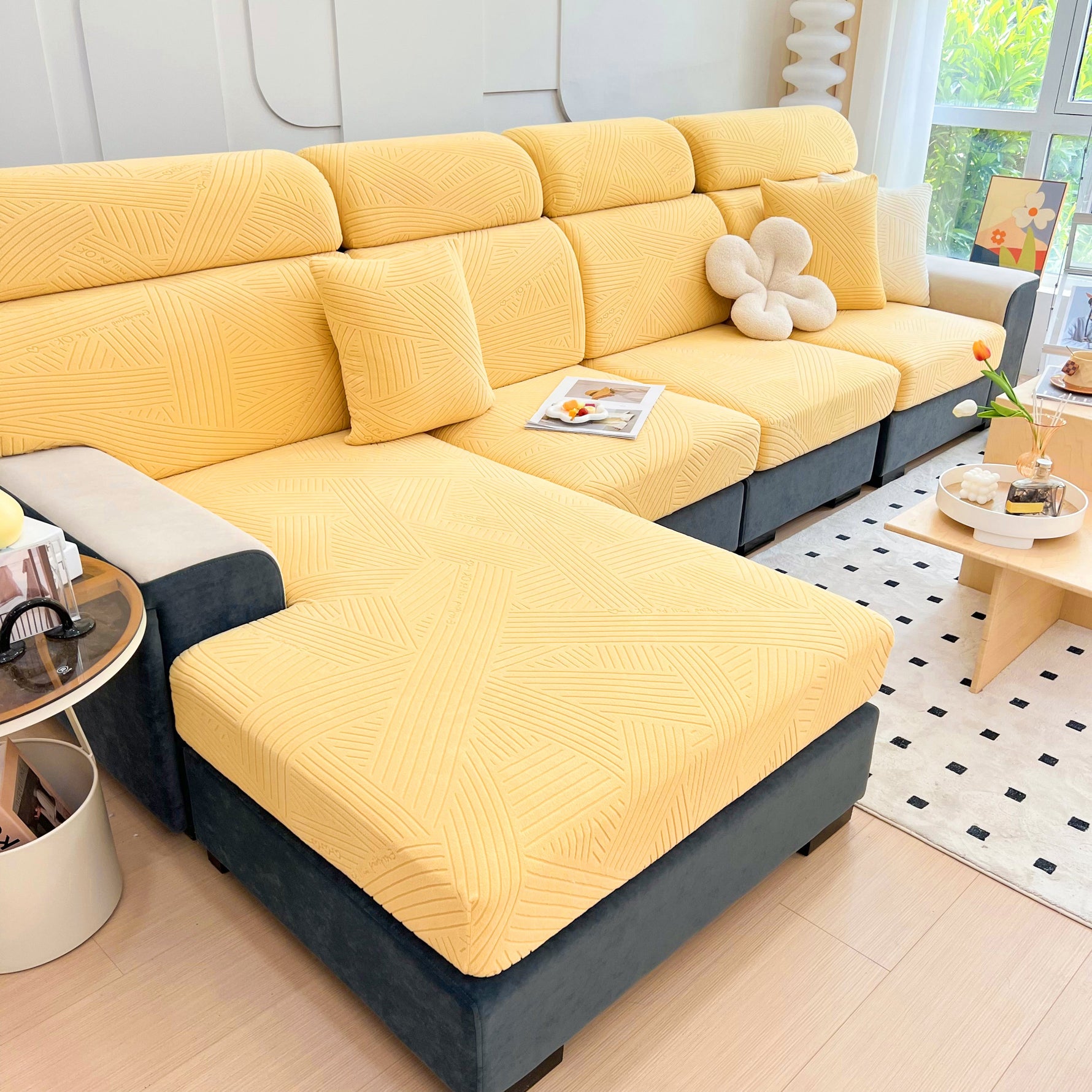 Stretch Couch Cushion Covers, Slipcovers Sofa Cushion Protector Covers, Elastic Furniture Protector for Pets, Kid