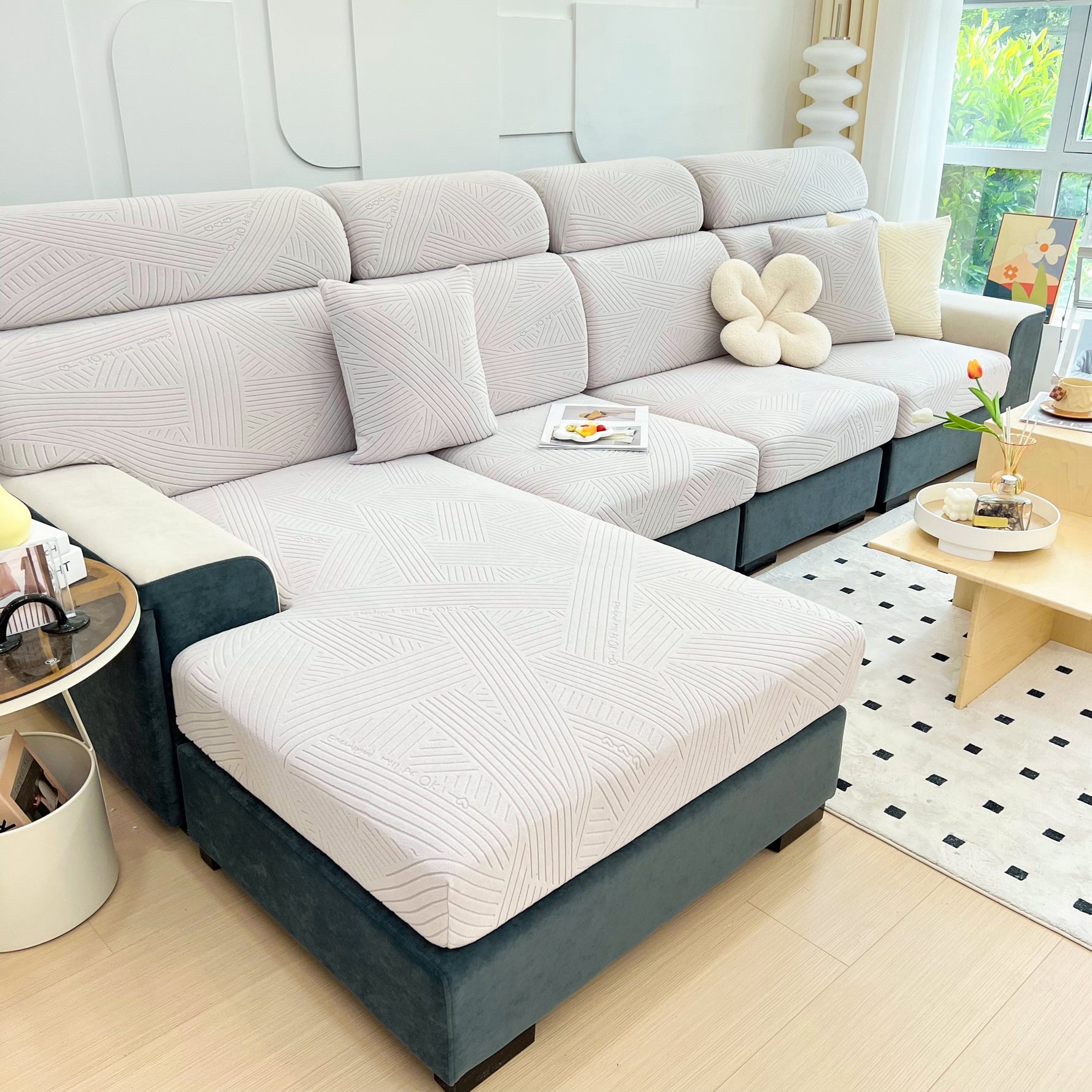 Stretch Couch Cushion Covers, Slipcovers Sofa Cushion Protector Covers, Elastic Furniture Protector for Pets, Kid