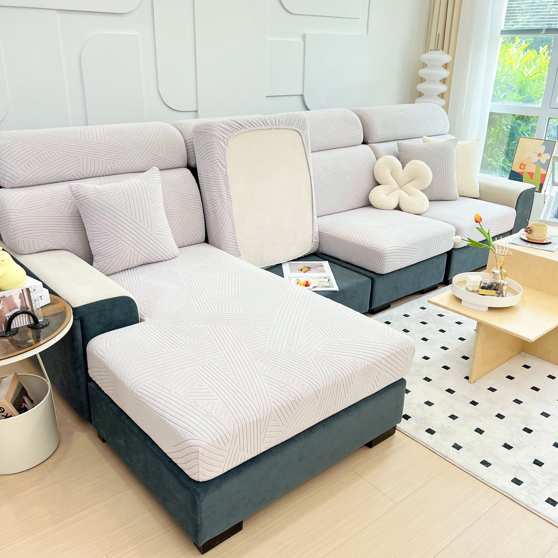 Stretch Couch Cushion Covers, Slipcovers Sofa Cushion Protector Covers, Elastic Furniture Protector for Pets, Kid