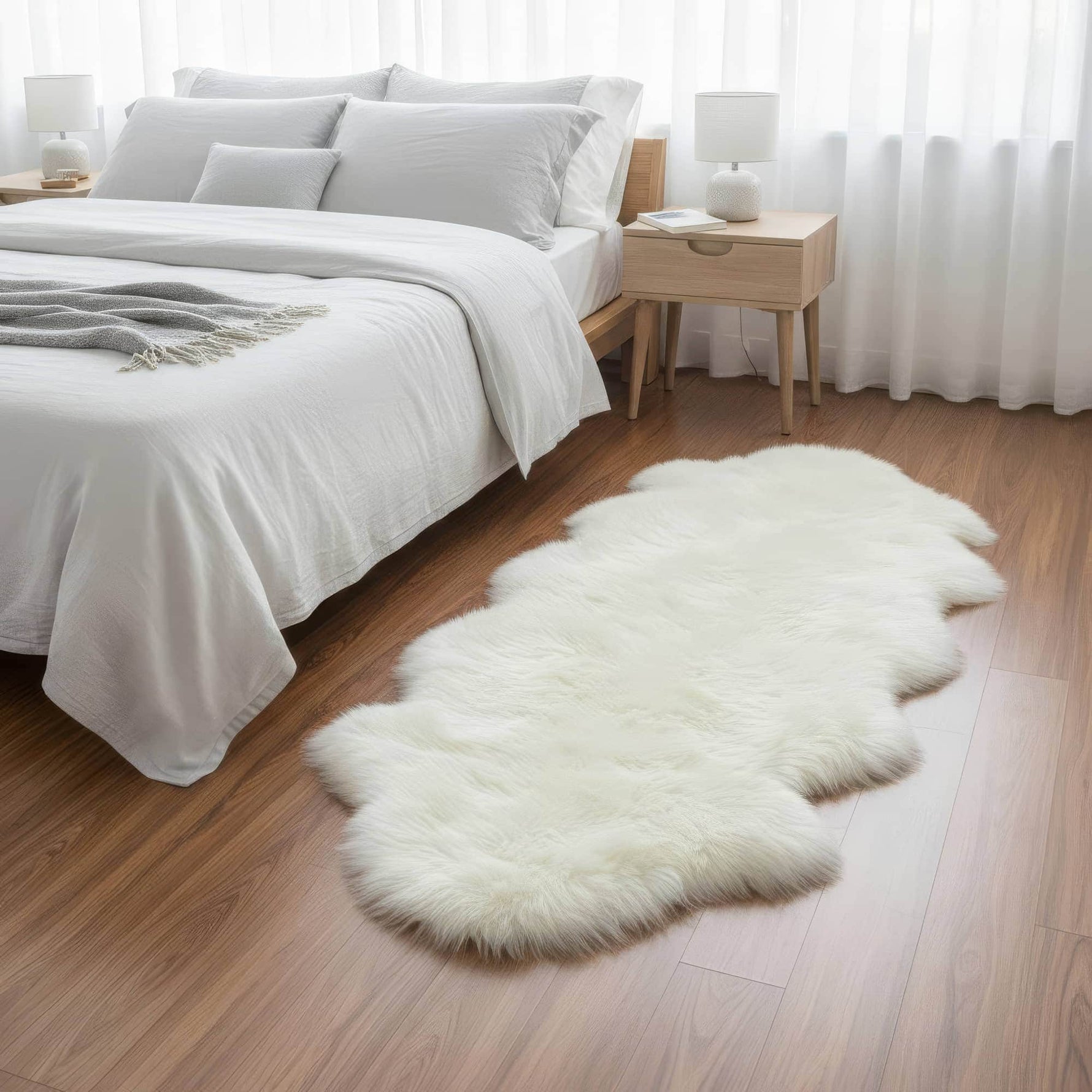 2x6 long white sheepskin shearling rug #size_2' x 6'