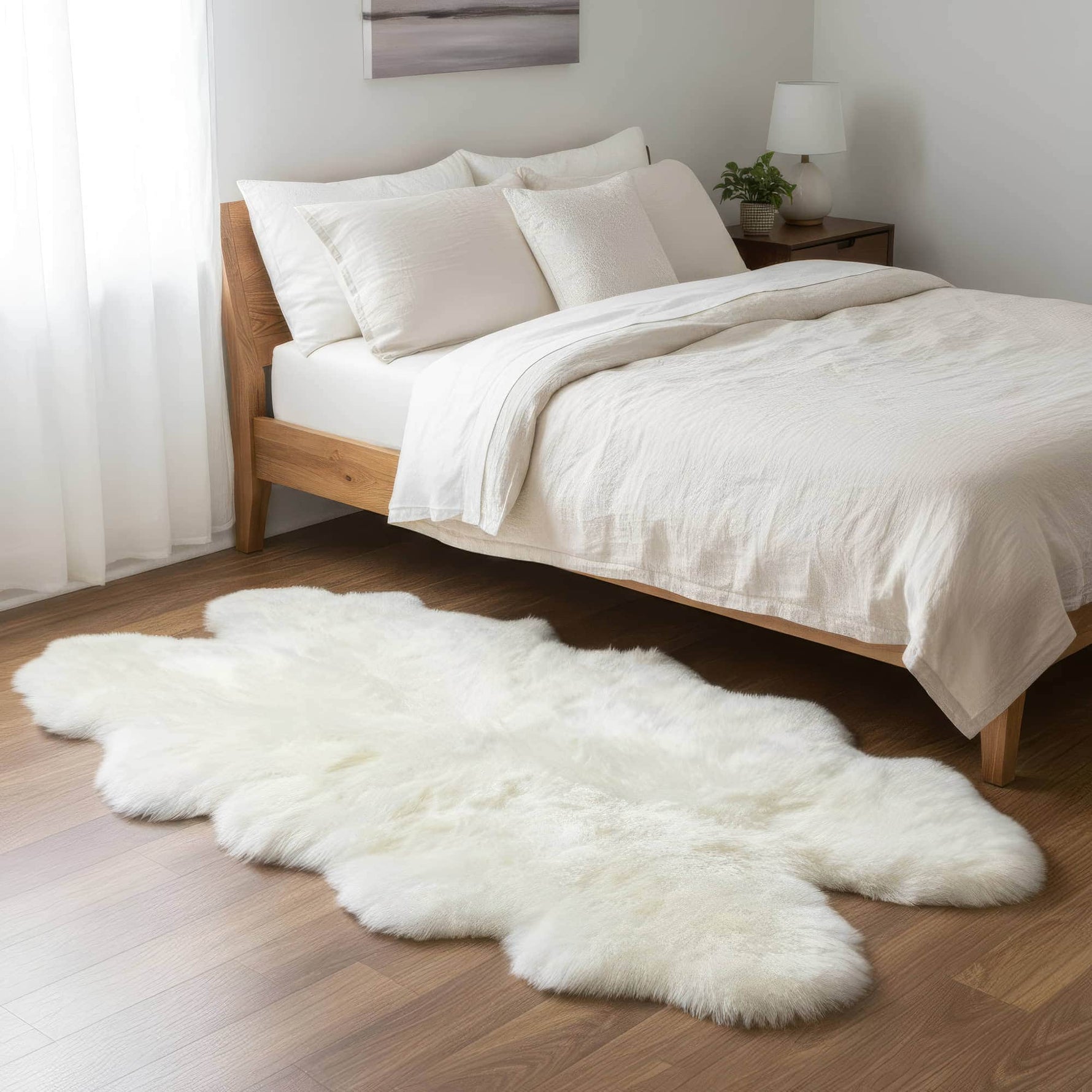 4x6 sheepskin rug ivory white natural fur rug #size_4' x 6'