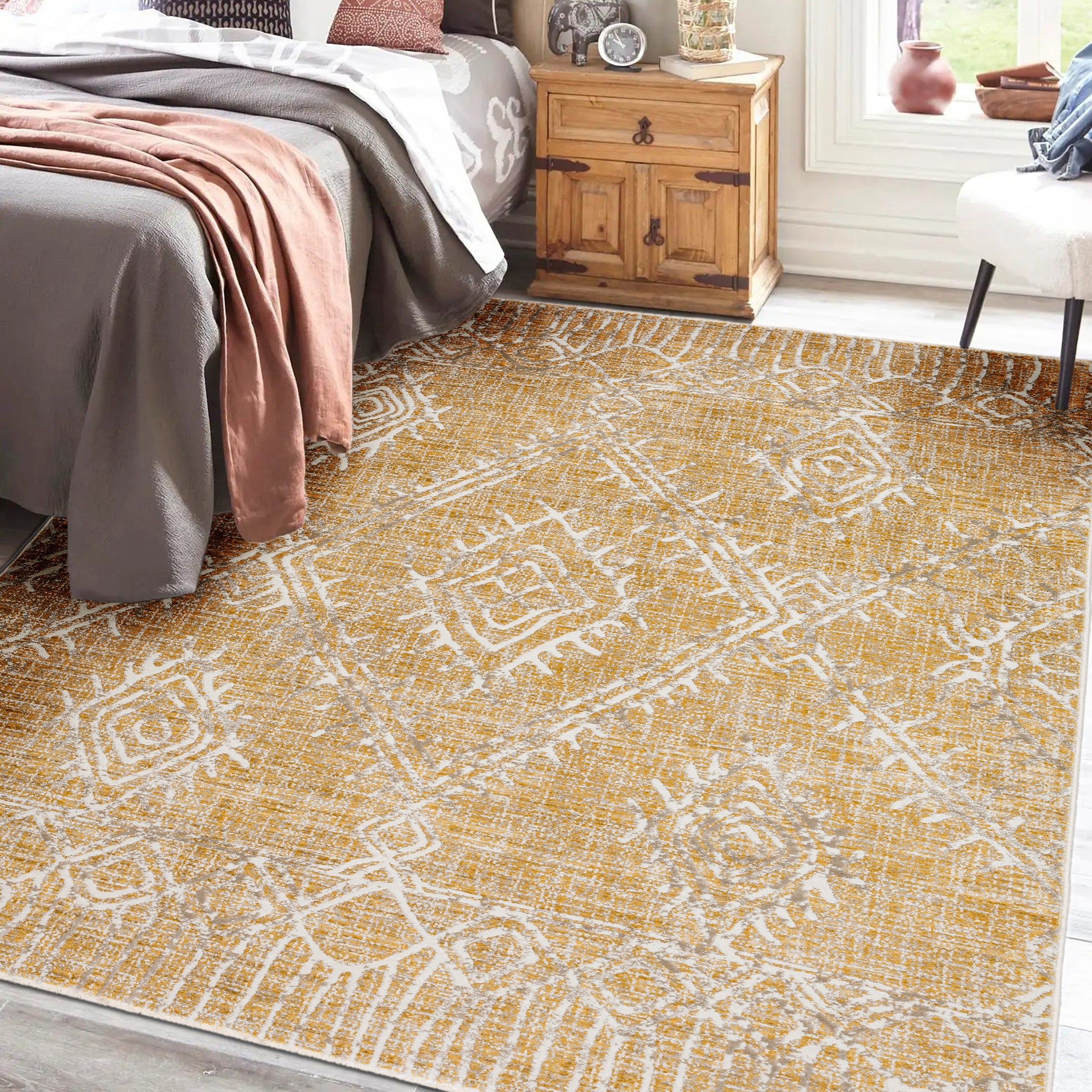 Transitional IZ1 Gold Brown Rug 3'3" x 5'3" #shape_Rectangle