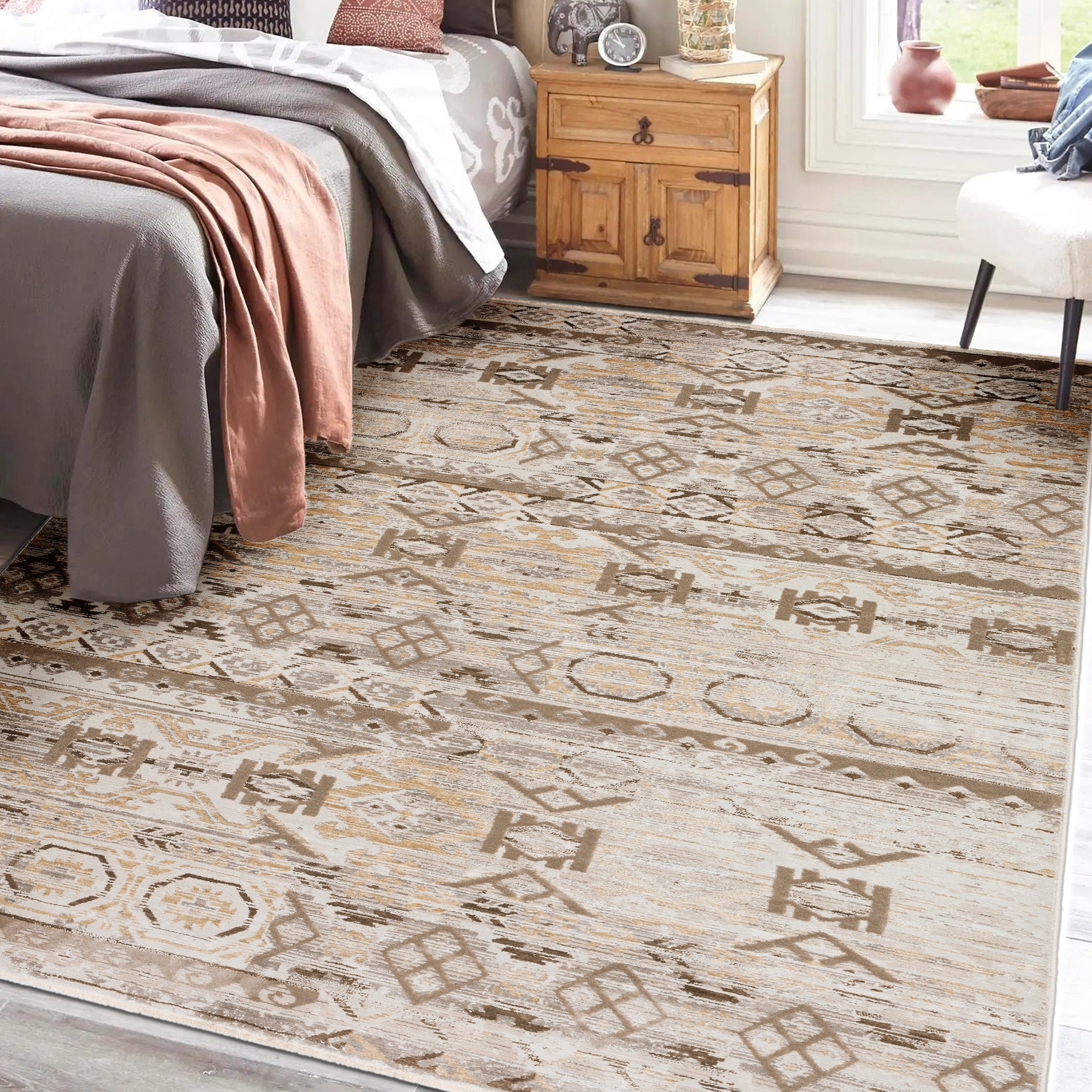 Transitional IZ3 Flax Brown Rug 3'3" x 5'3" #shape_Rectangle