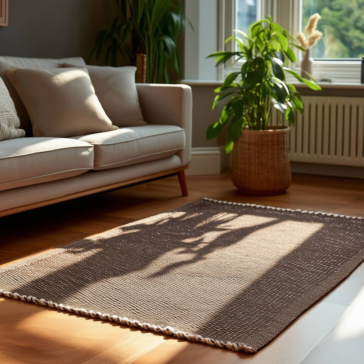Brown Jute & Cotton Woven Rug - Terra JC01