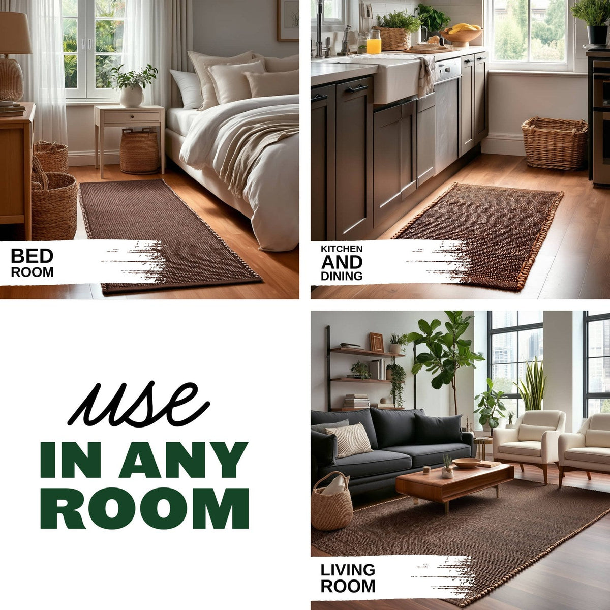 Brown Jute & Cotton Woven Rug - Terra JC01
