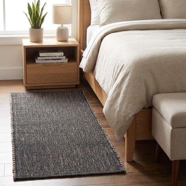 Charcoal Gray Jute & Cotton Woven Rug 2' x 4' - Terra JC01