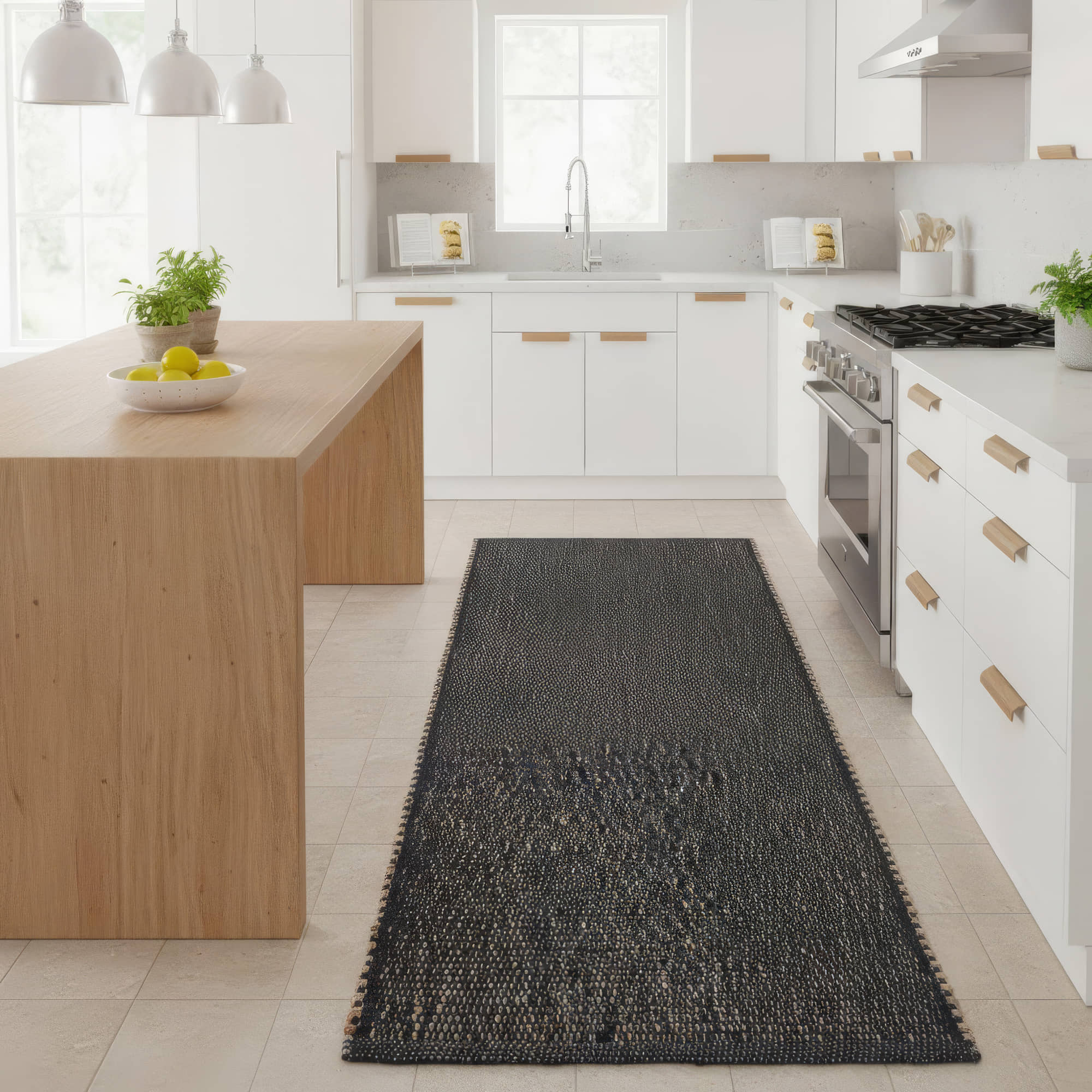 Charcoal Gray Jute & Cotton Woven Rug – Reversible Natural Farmhouse Area Rug | Terra Collection