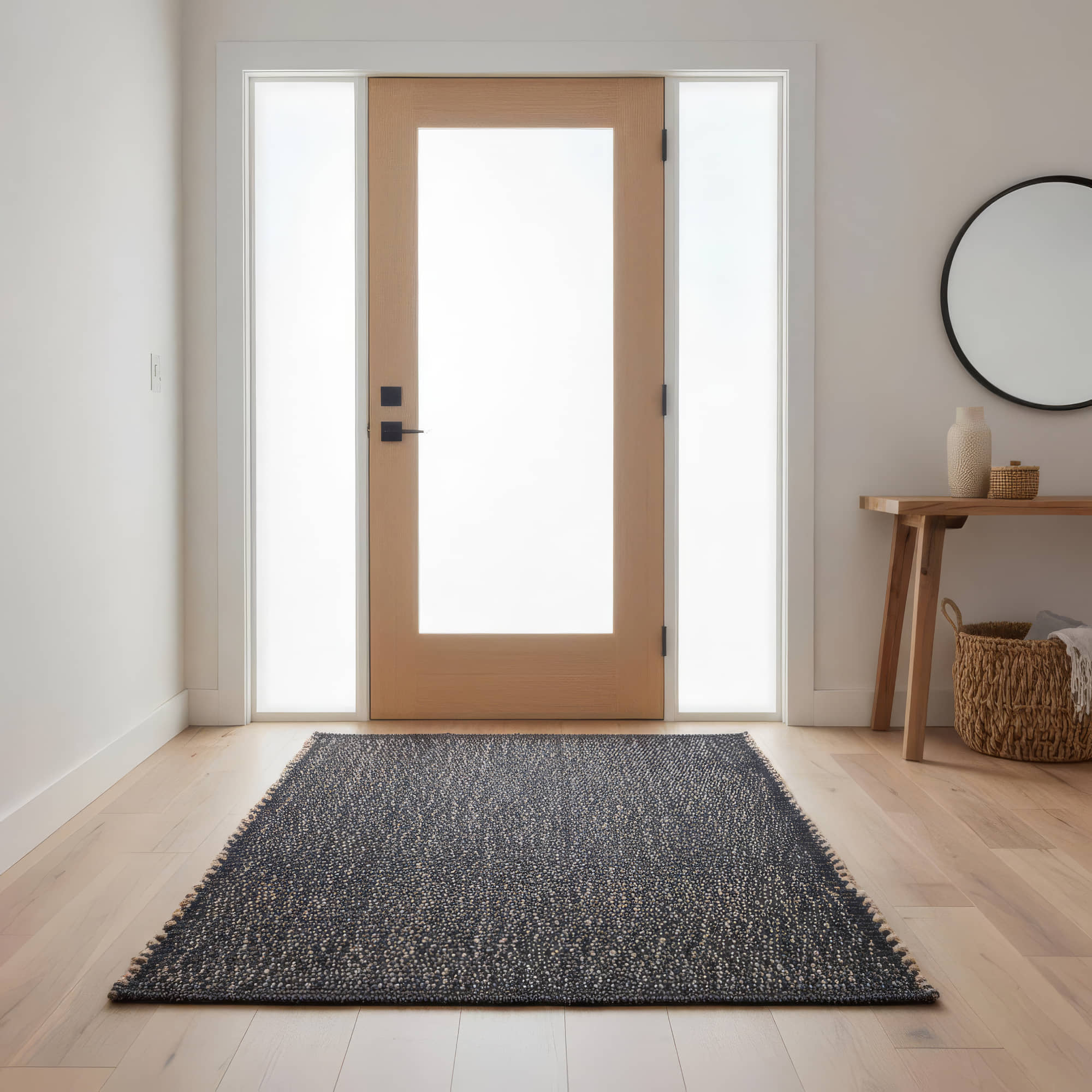 Charcoal Gray Jute & Cotton Woven Rug – Reversible Natural Farmhouse Area Rug | Terra Collection