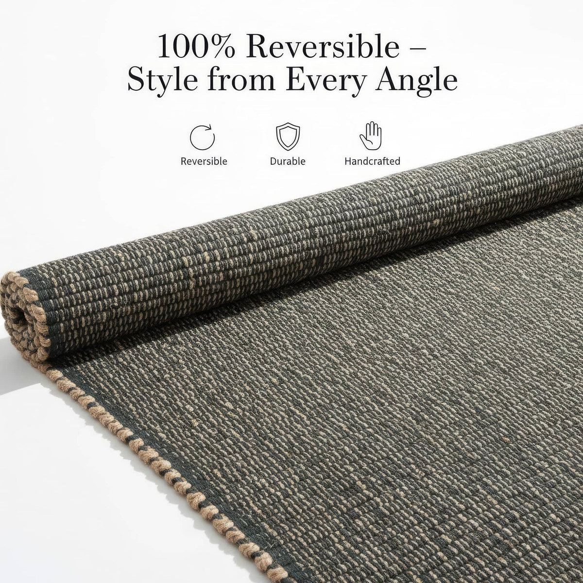 Green Jute & Cotton Woven Rug - Terra JC01