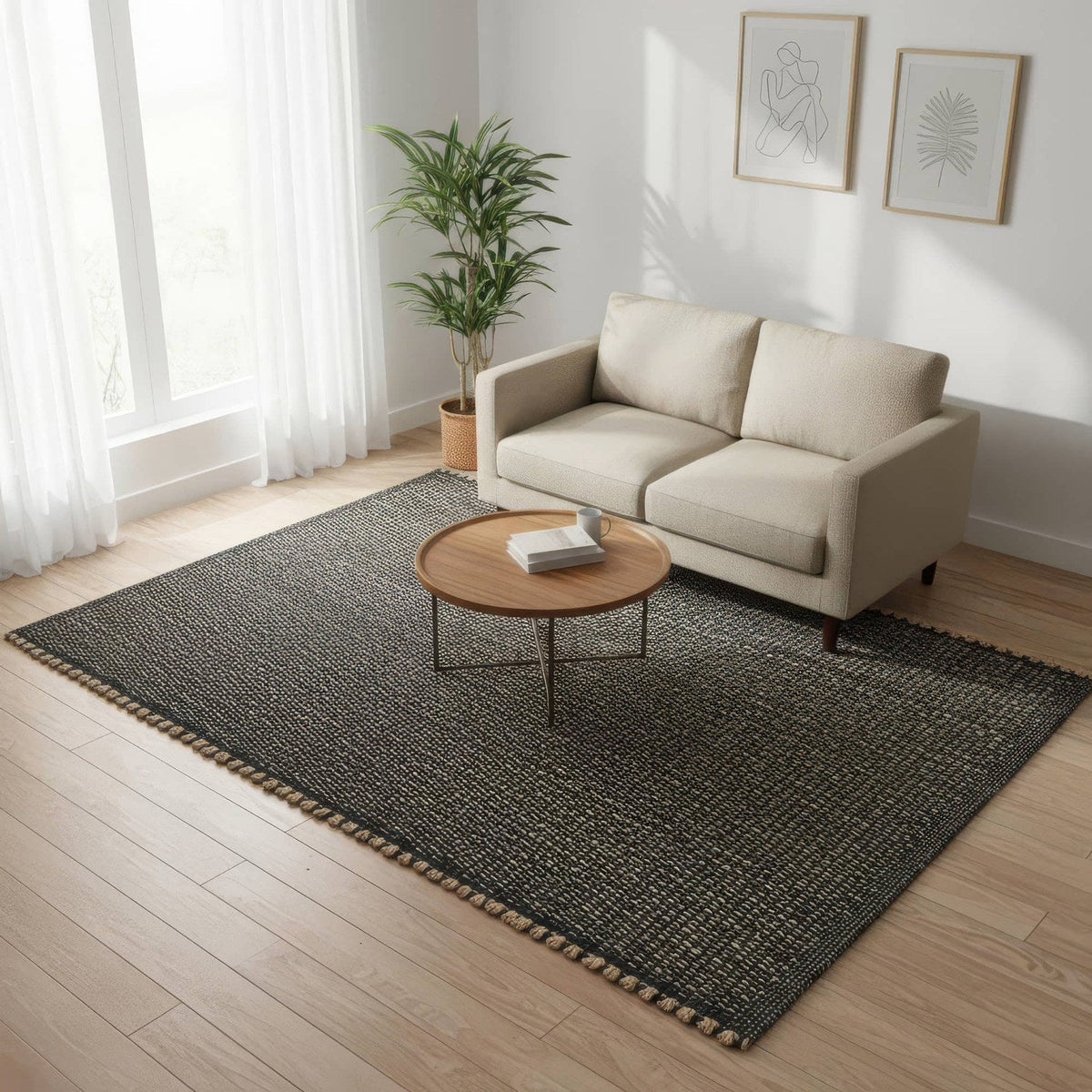 Green Jute & Cotton Woven Rug - Terra JC01