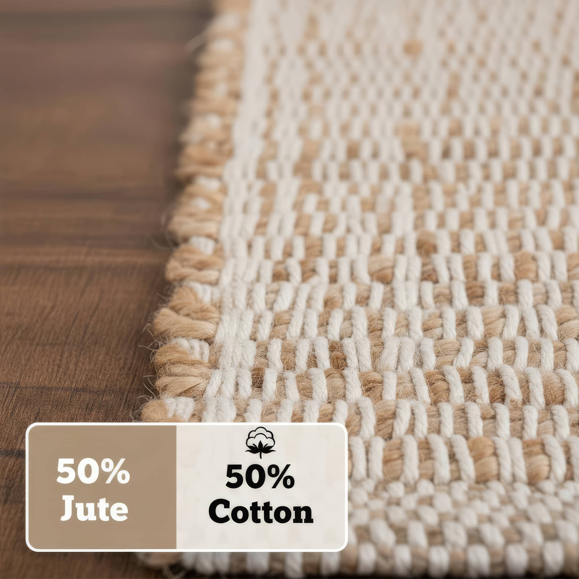 Natural Jute & Cotton Woven Rug – Reversible Farmhouse Area Rug for Kitchen & Dining | Terra Collection