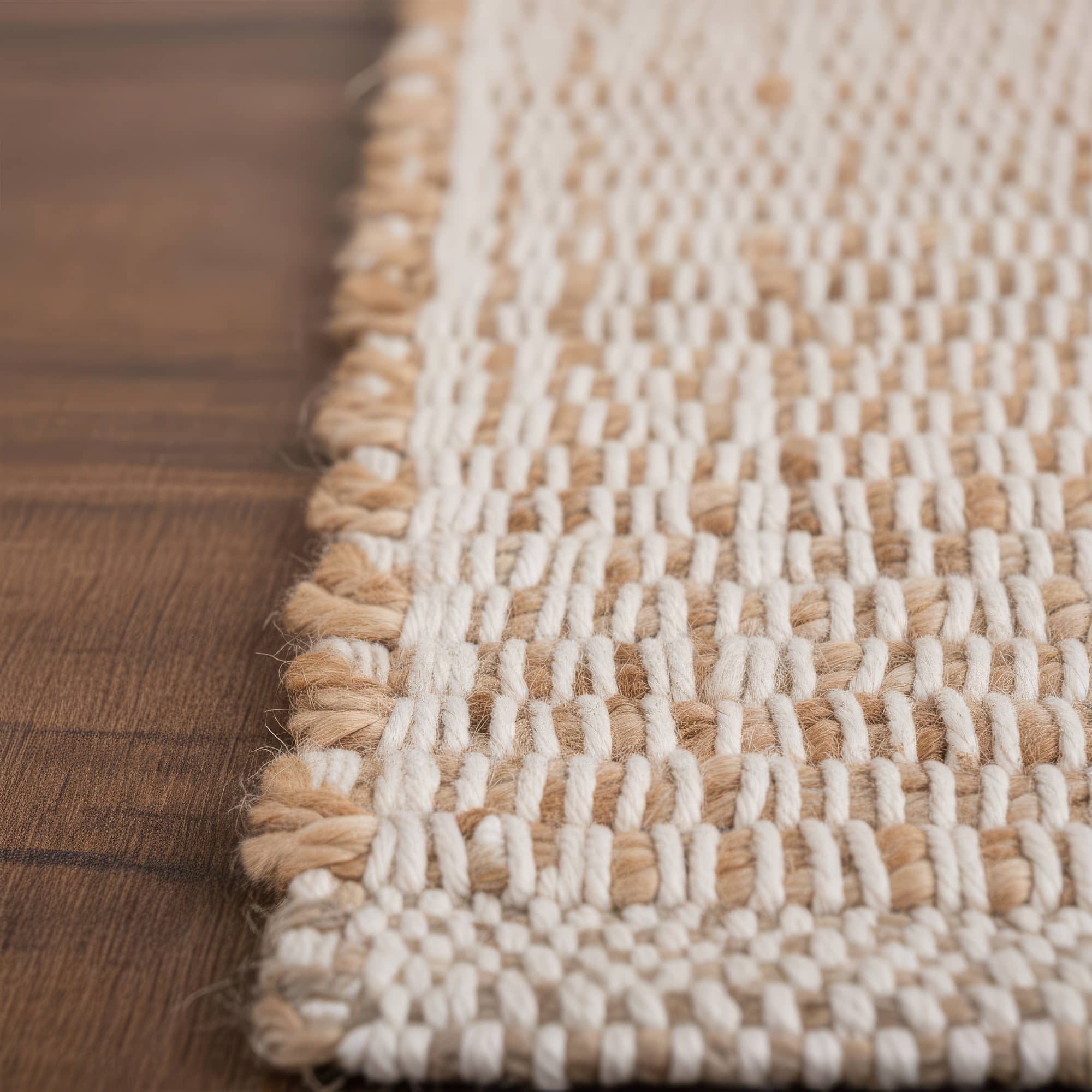 Natural Jute & Cotton Woven Rug - Simple Farmhouse Reversible Rug