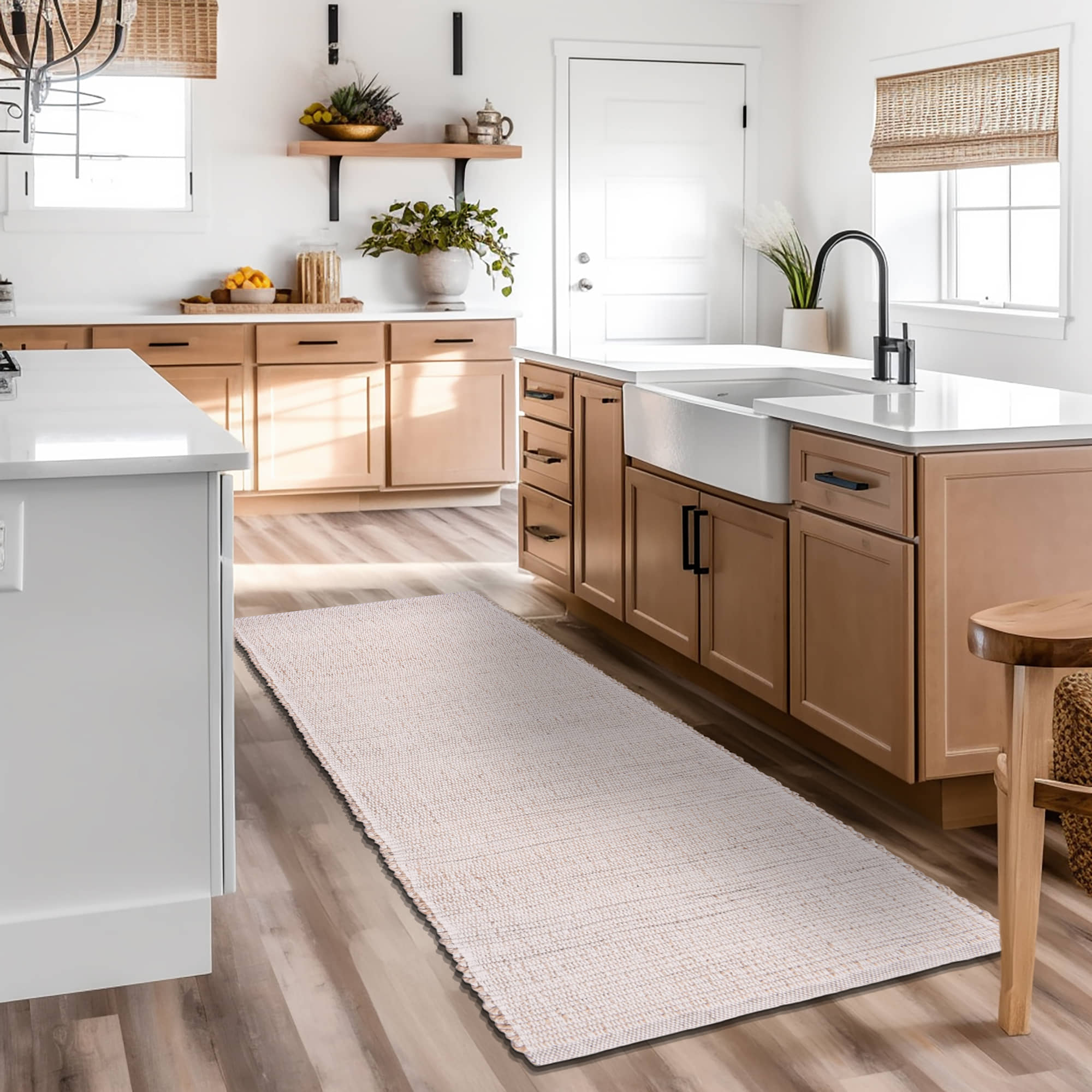Natural Jute & Cotton Woven Rug – Reversible Farmhouse Area Rug for Kitchen & Dining | Terra Collection