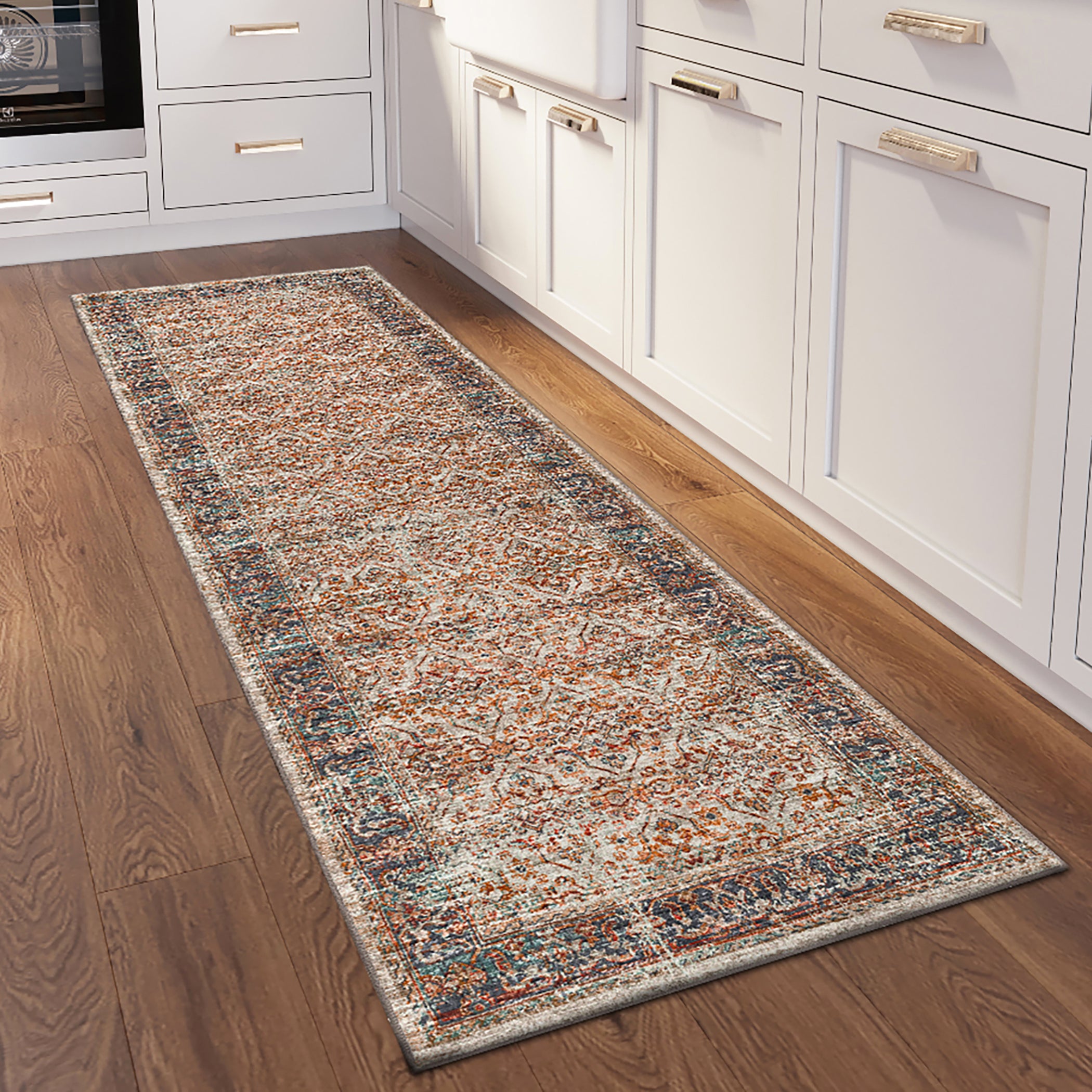 Indoor/Outdoor Traditional JC10 Linen Red Rug 2'6" x 10' #shape_Runner
