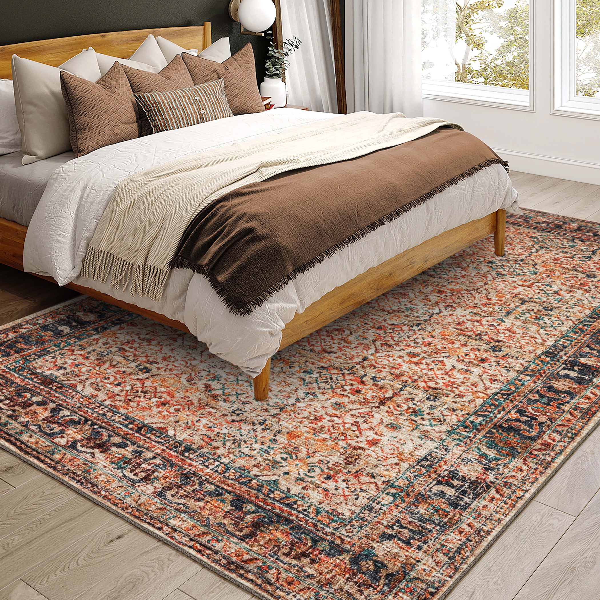 Indoor/Outdoor Traditional JC10 Linen Red Rug 3' x 5' #shape_Rectangle