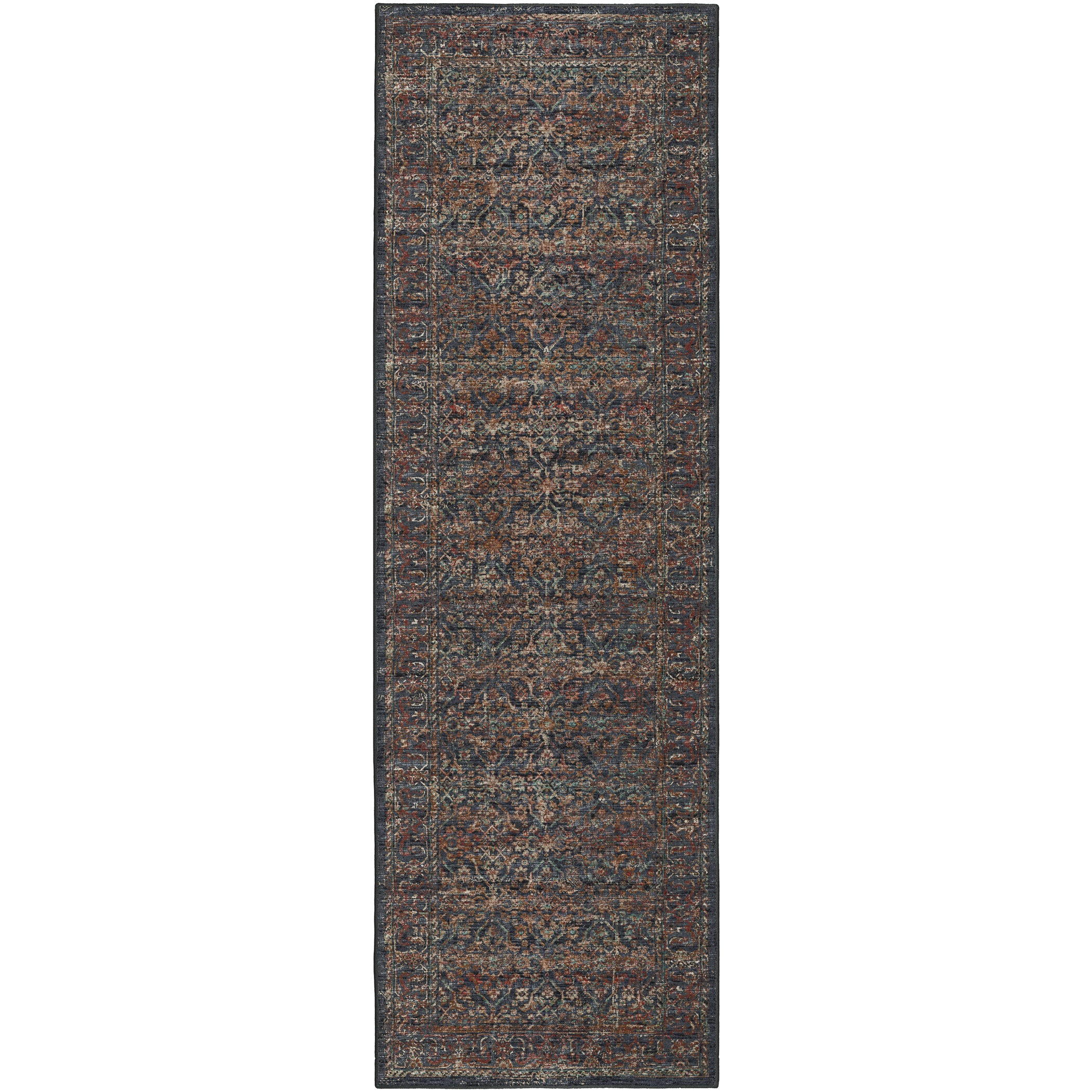 Indoor/Outdoor Traditional JC10 Midnight Black Rug 2'6" x 10' #shape_Runner