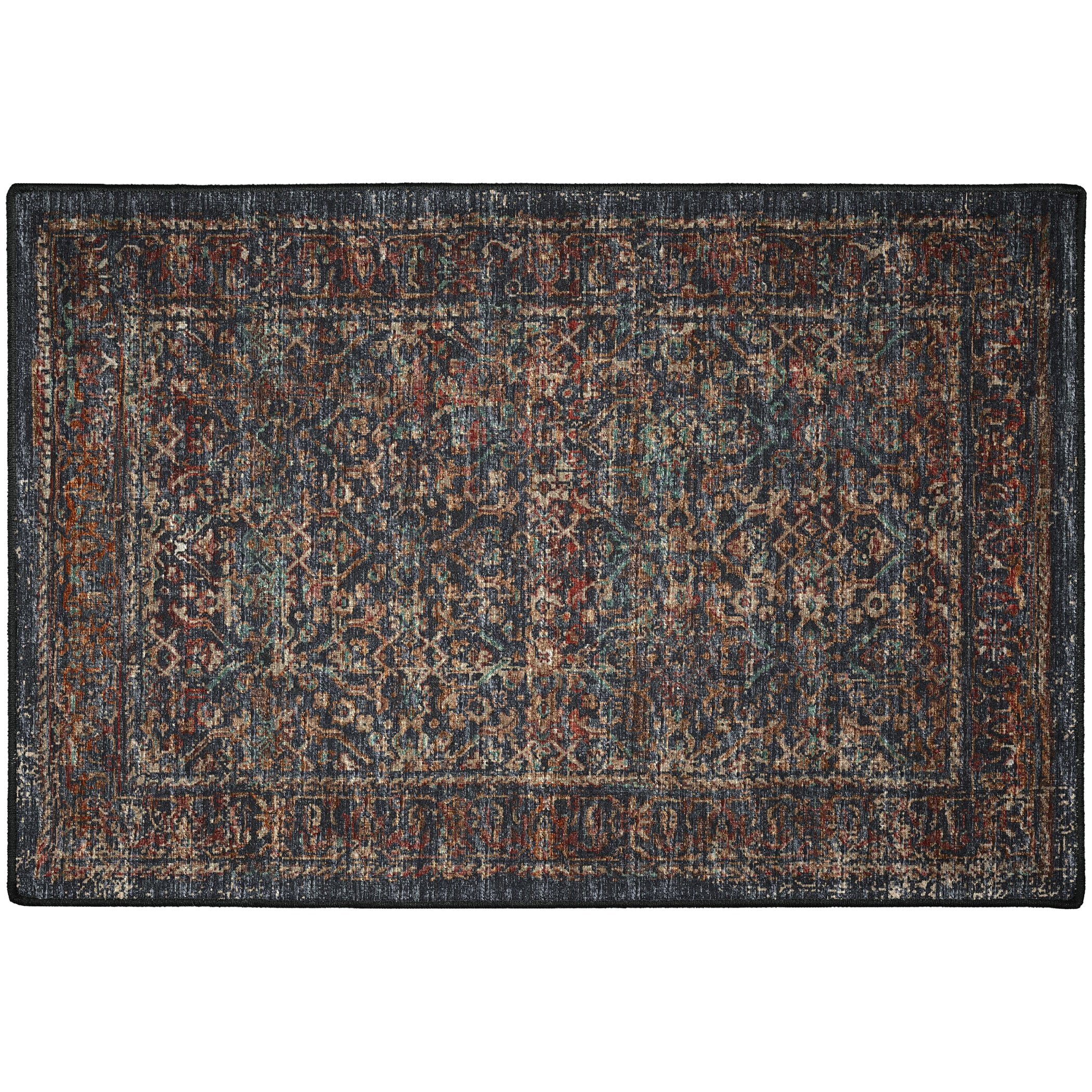 Indoor/Outdoor Traditional JC10 Midnight Black Rug 2' x 3' #shape_Rectangle