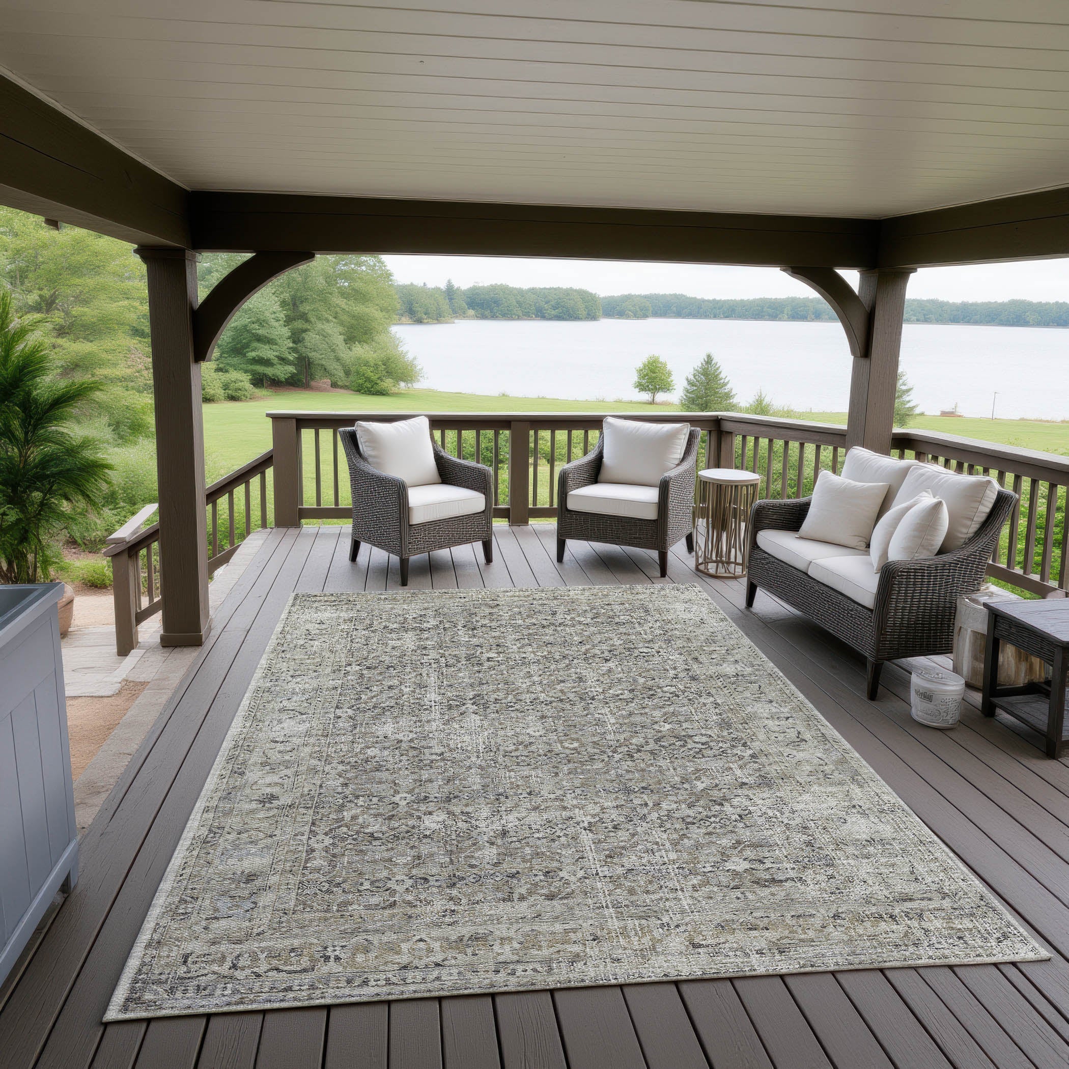 Indoor/Outdoor Traditional JC10 Mushroom Multi Rug 3' x 5' #shape_Rectangle