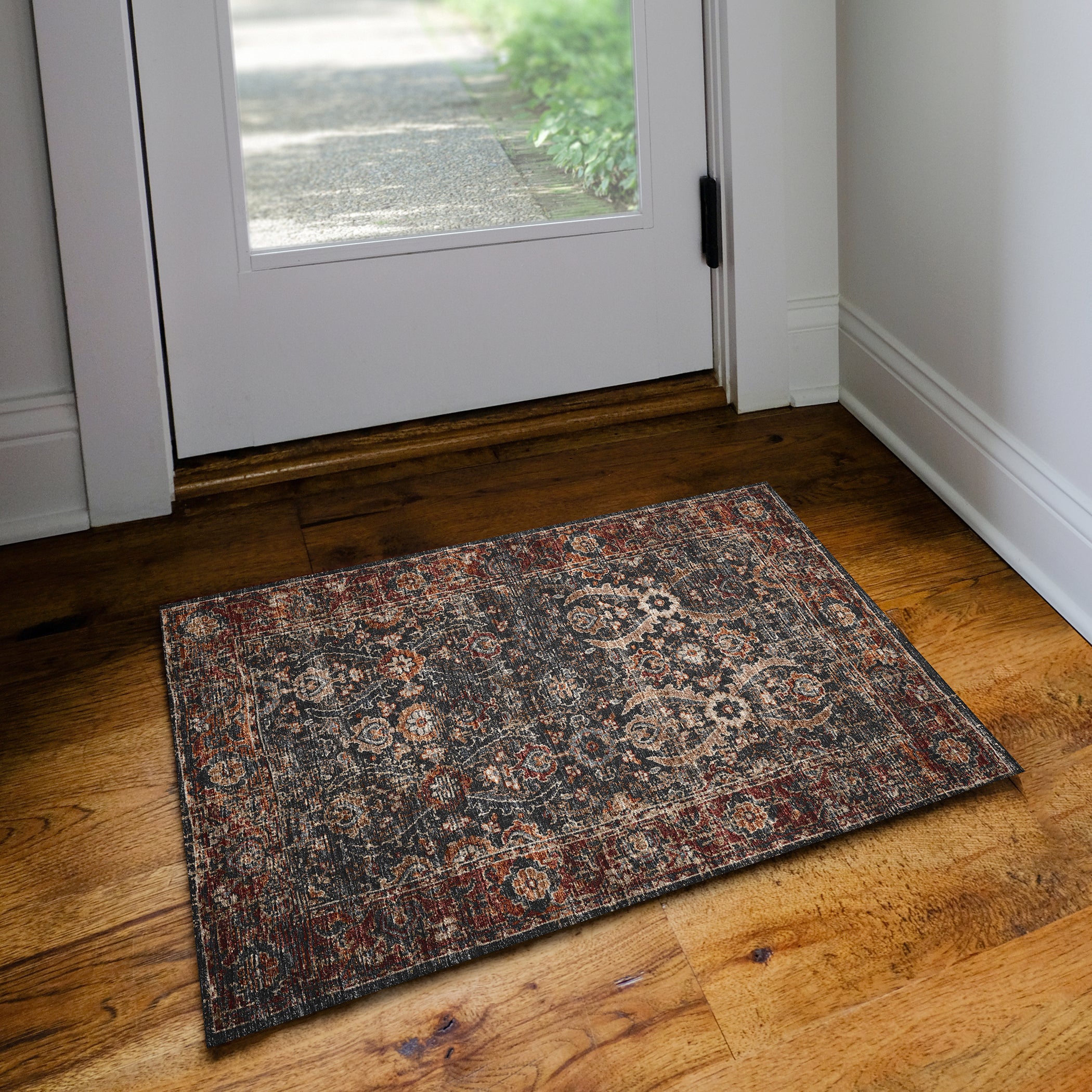 Indoor/Outdoor Traditional JC1 Charcoal Gray Rug 2' x 3' #shape_Rectangle