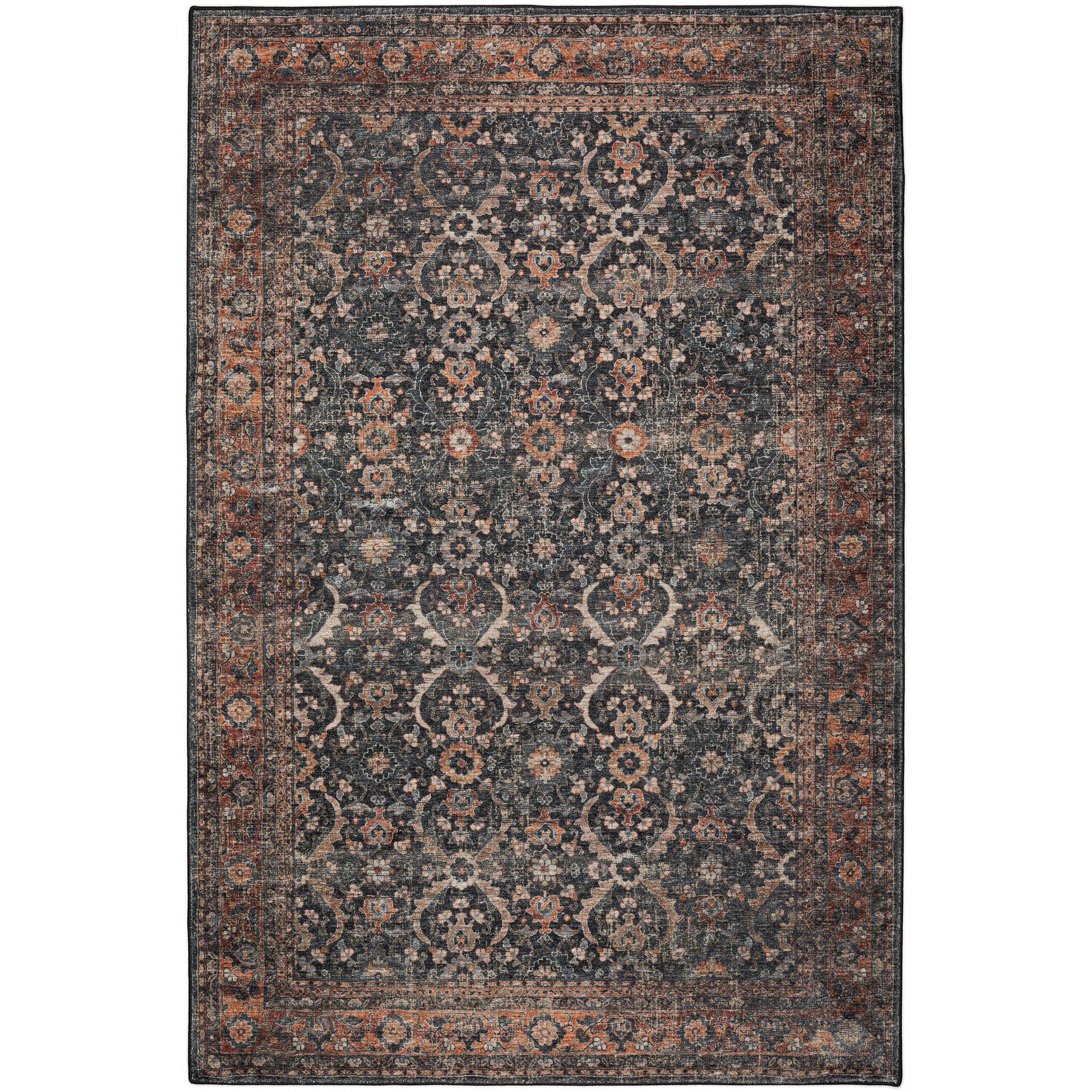 Indoor/Outdoor Traditional JC1 Charcoal Gray Rug 3' x 5' #shape_Rectangle