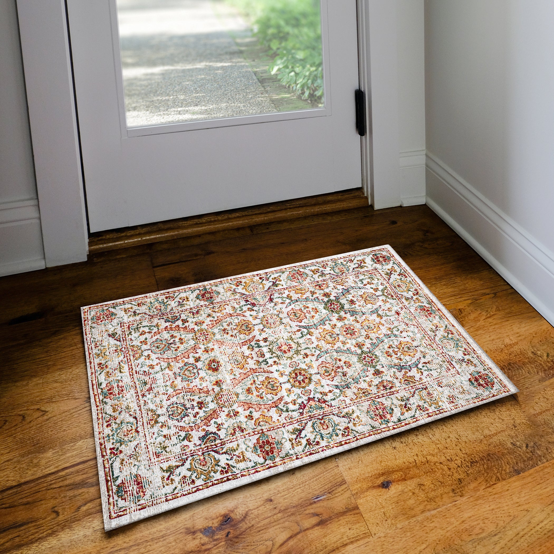 Indoor/Outdoor Traditional JC1 Ivory Red Rug 2' x 3' #shape_Rectangle