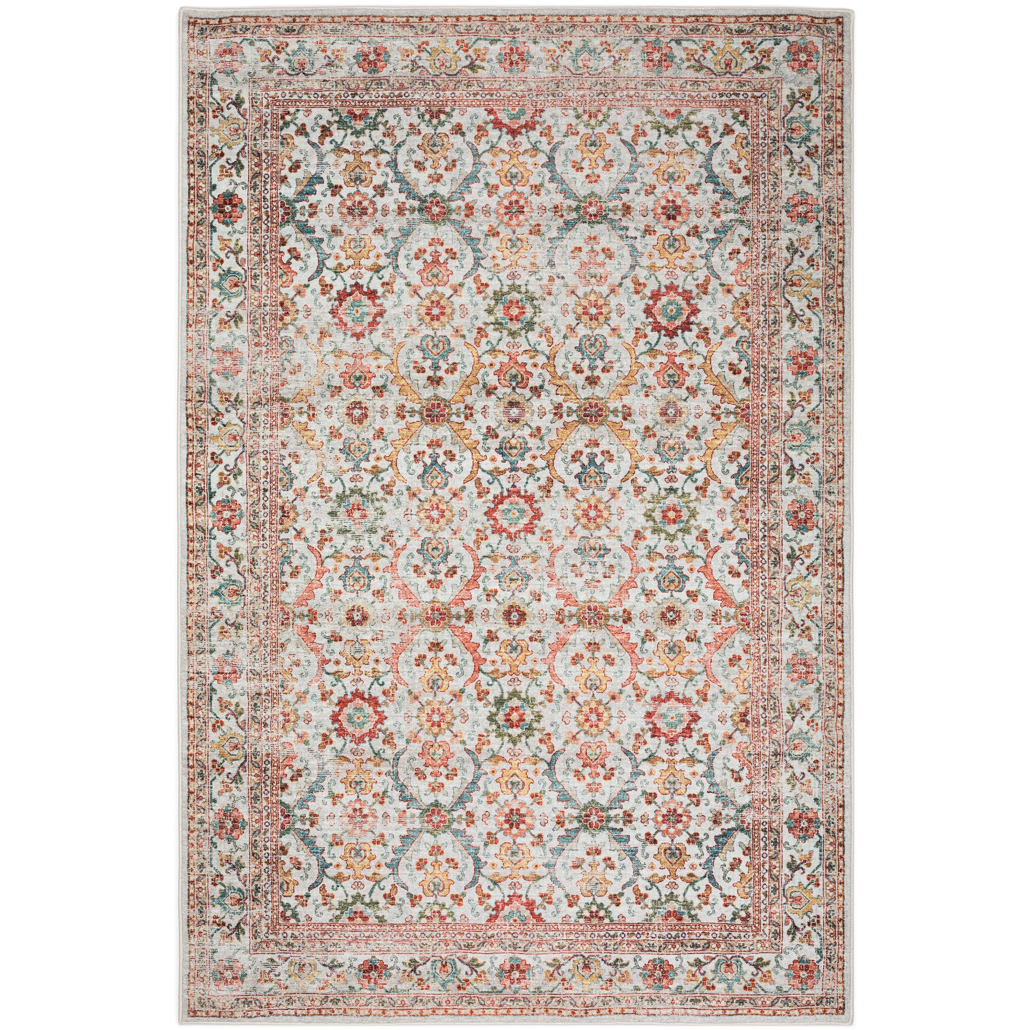 Indoor/Outdoor Traditional JC1 Ivory Red Rug 3' x 5' #shape_Rectangle