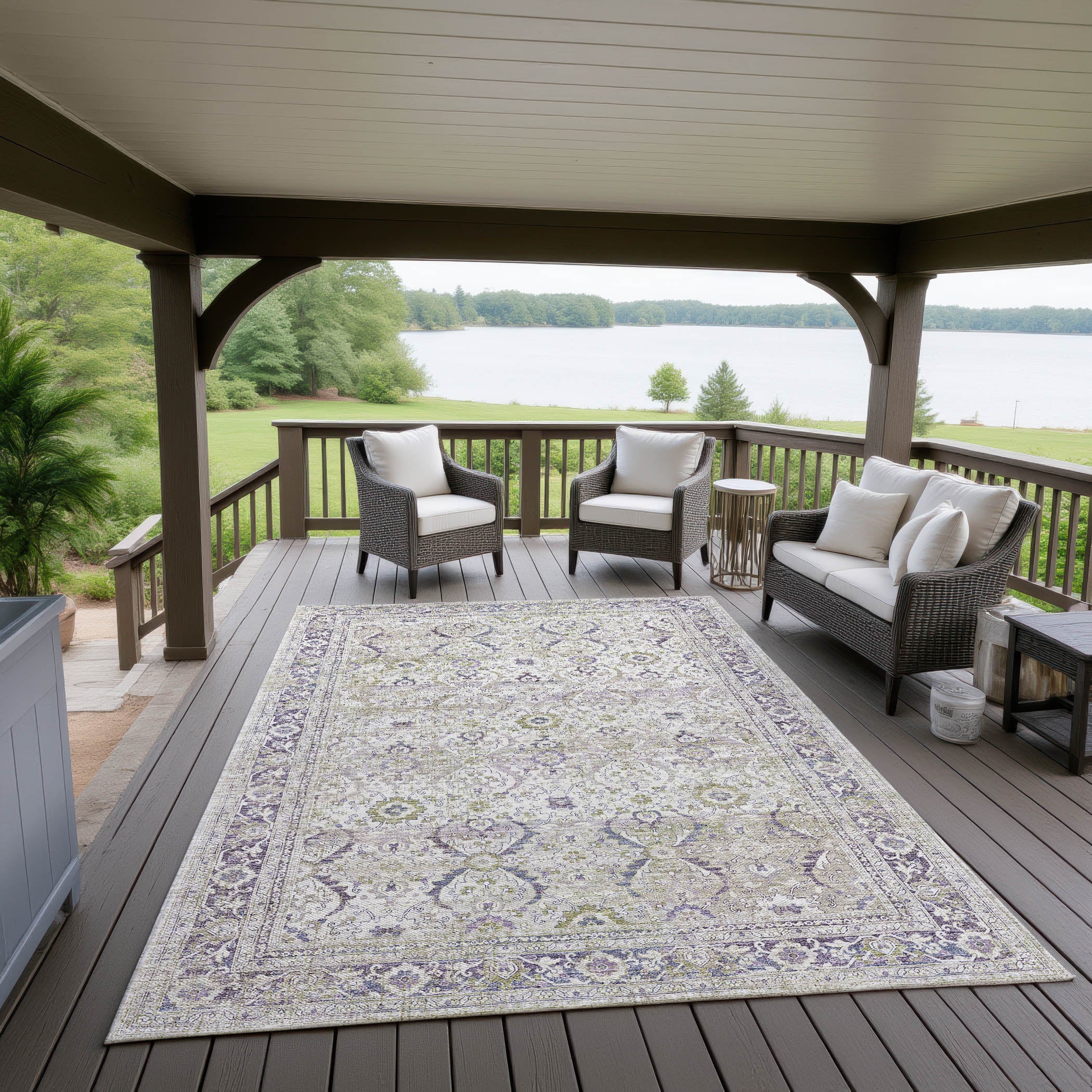 Indoor/Outdoor Traditional JC1 Oyster Purple Rug 3' x 5' #shape_Rectangle
