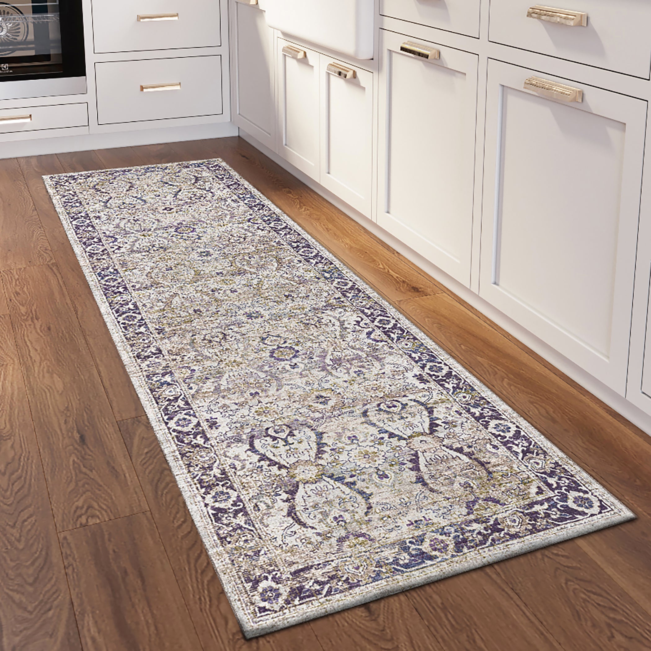 Indoor/Outdoor Traditional JC1 Oyster Purple Rug 2'6" x 10' #shape_Runner