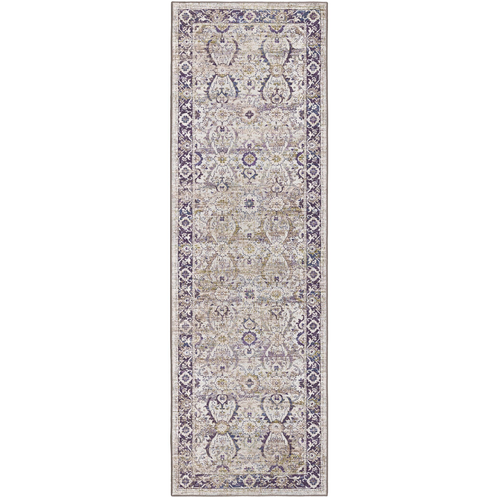 Indoor/Outdoor Traditional JC1 Oyster Purple Rug 2'6" x 10' #shape_Runner