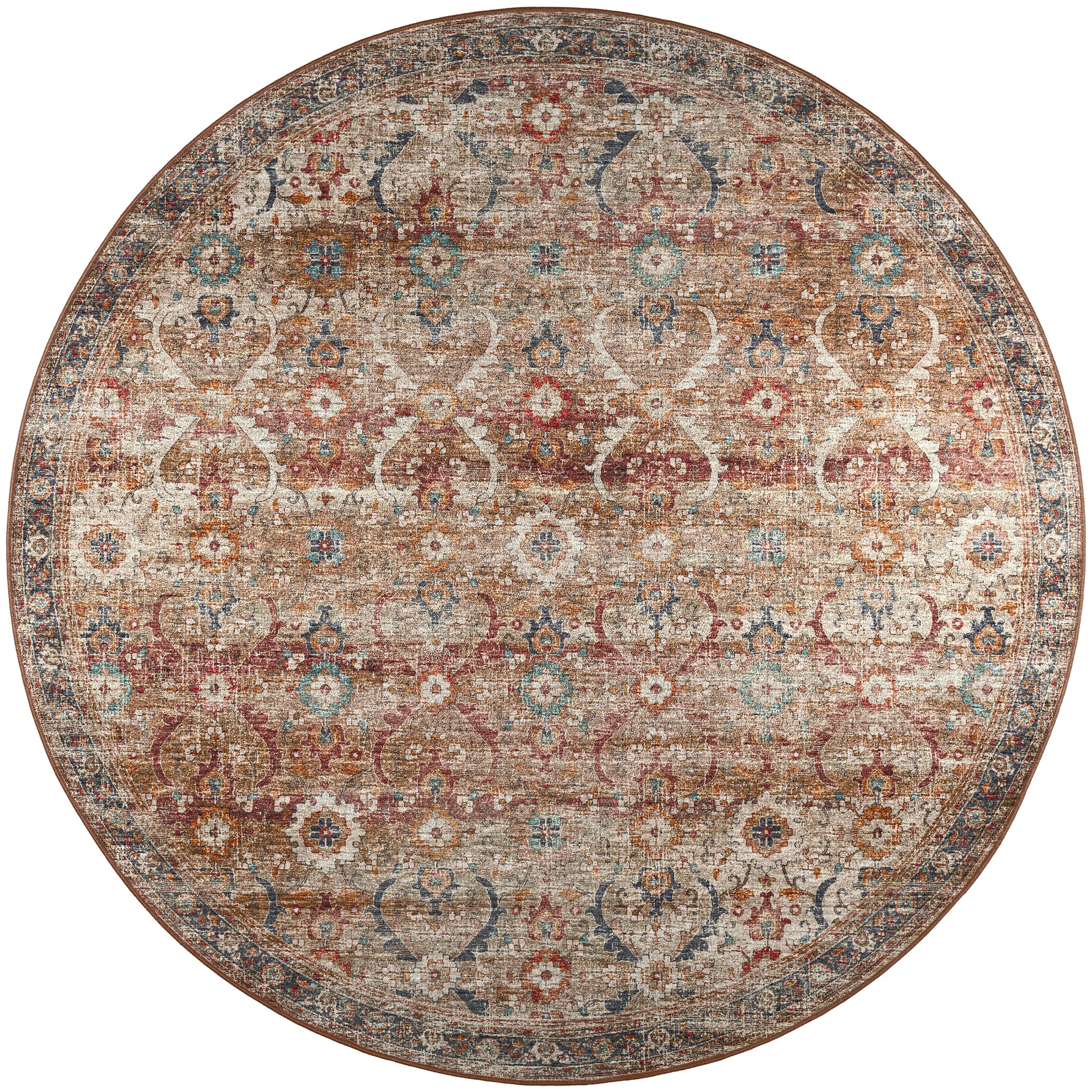 Indoor/Outdoor Traditional JC1 Taupe Multi Rug 4' x 4' #shape_Round