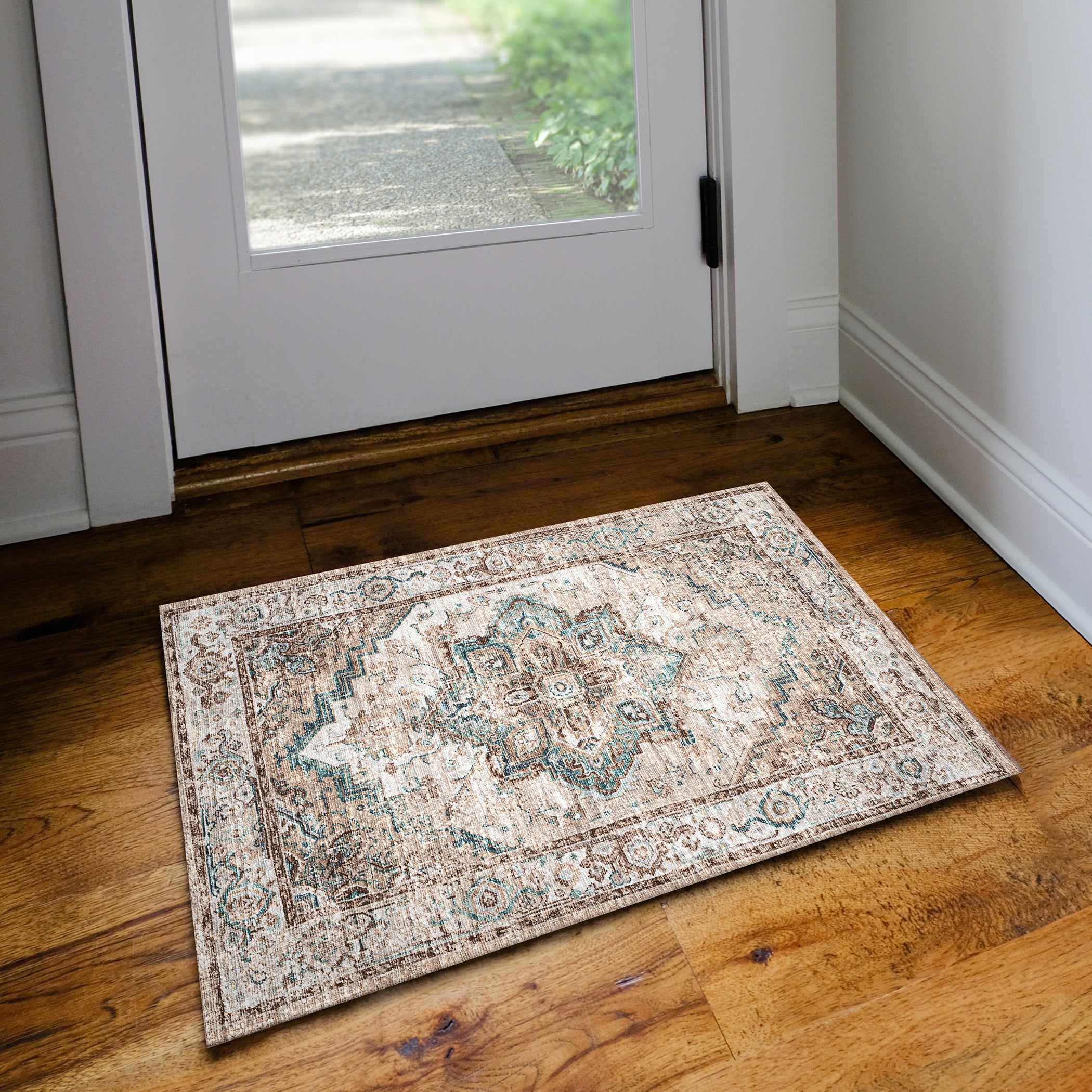 Indoor/Outdoor Traditional JC2 Biscotti Blue Rug 2' x 3' #shape_Rectangle