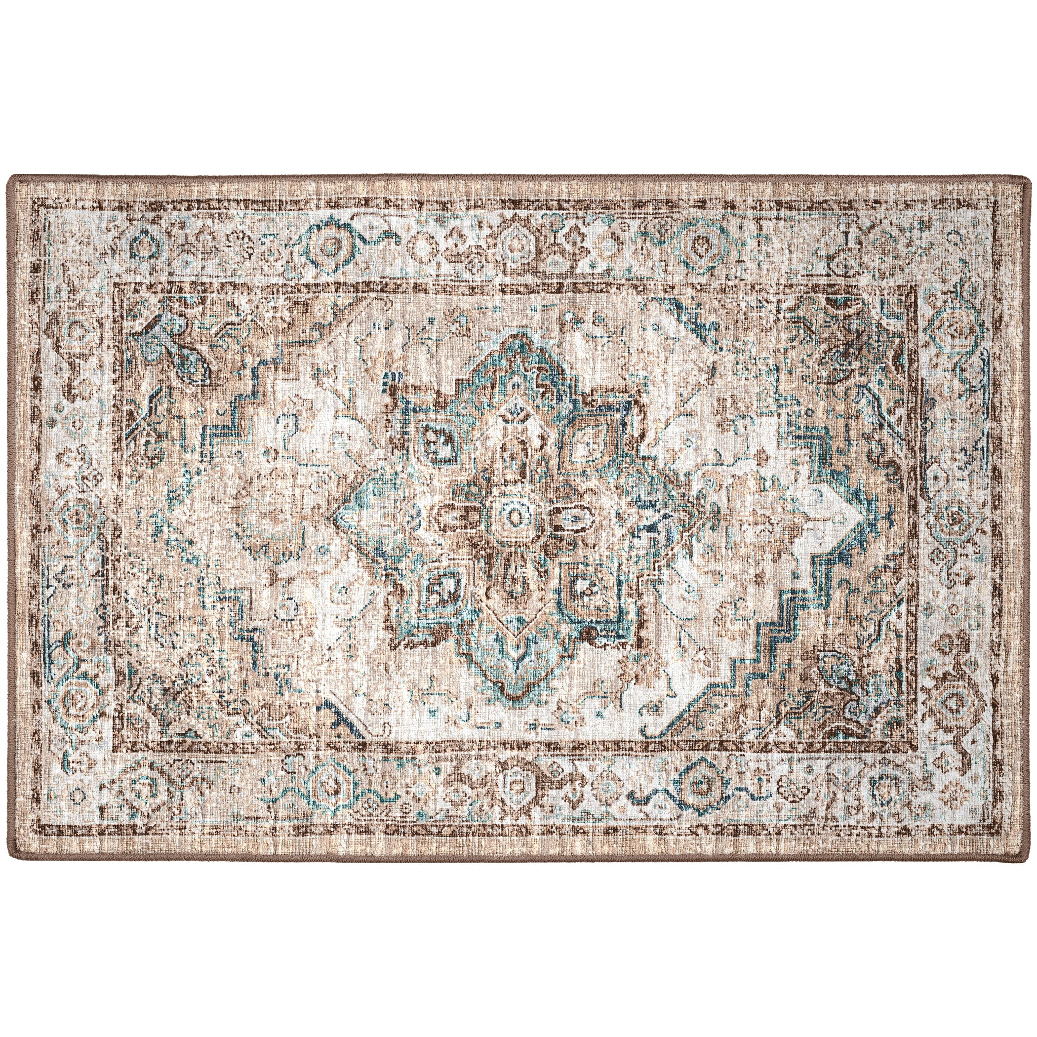 Indoor/Outdoor Traditional JC2 Biscotti Blue Rug 2' x 3' #shape_Rectangle