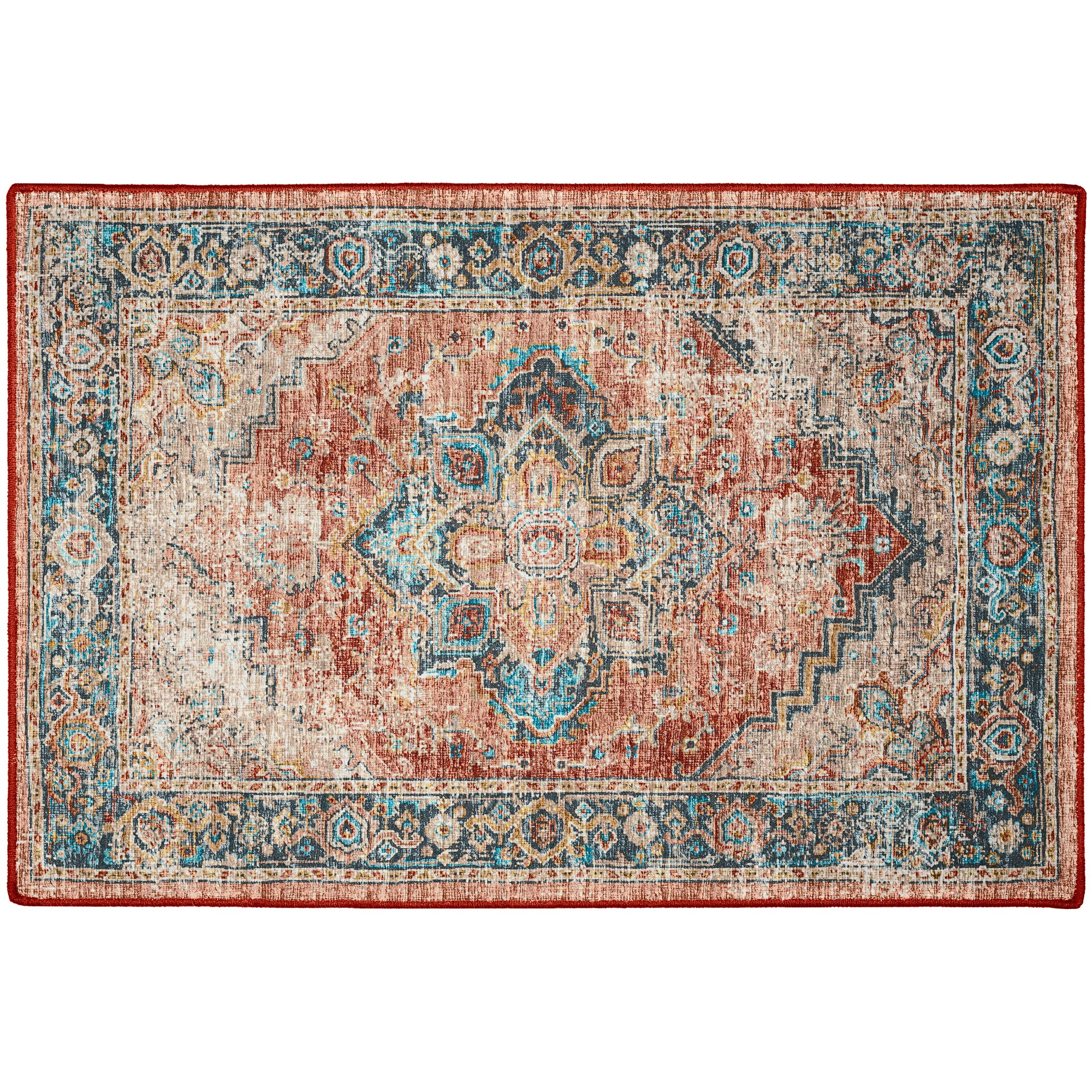 Indoor/Outdoor Traditional JC2 Spice Red Rug 2' x 3' #shape_Rectangle